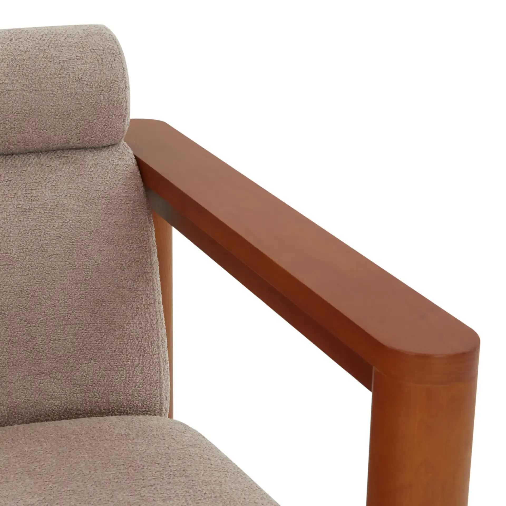 Nikolas Boucle Accent Chair in Light Brown / Natural in a styled room