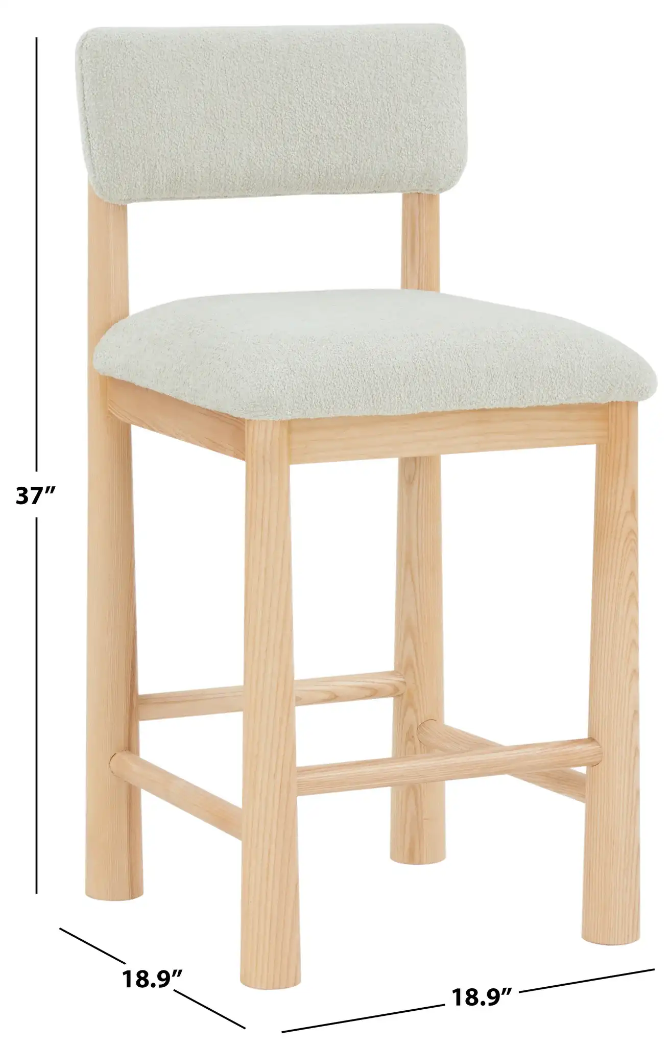 Wrenley Boucle Counter Stool in Taupe / Natural, detail view