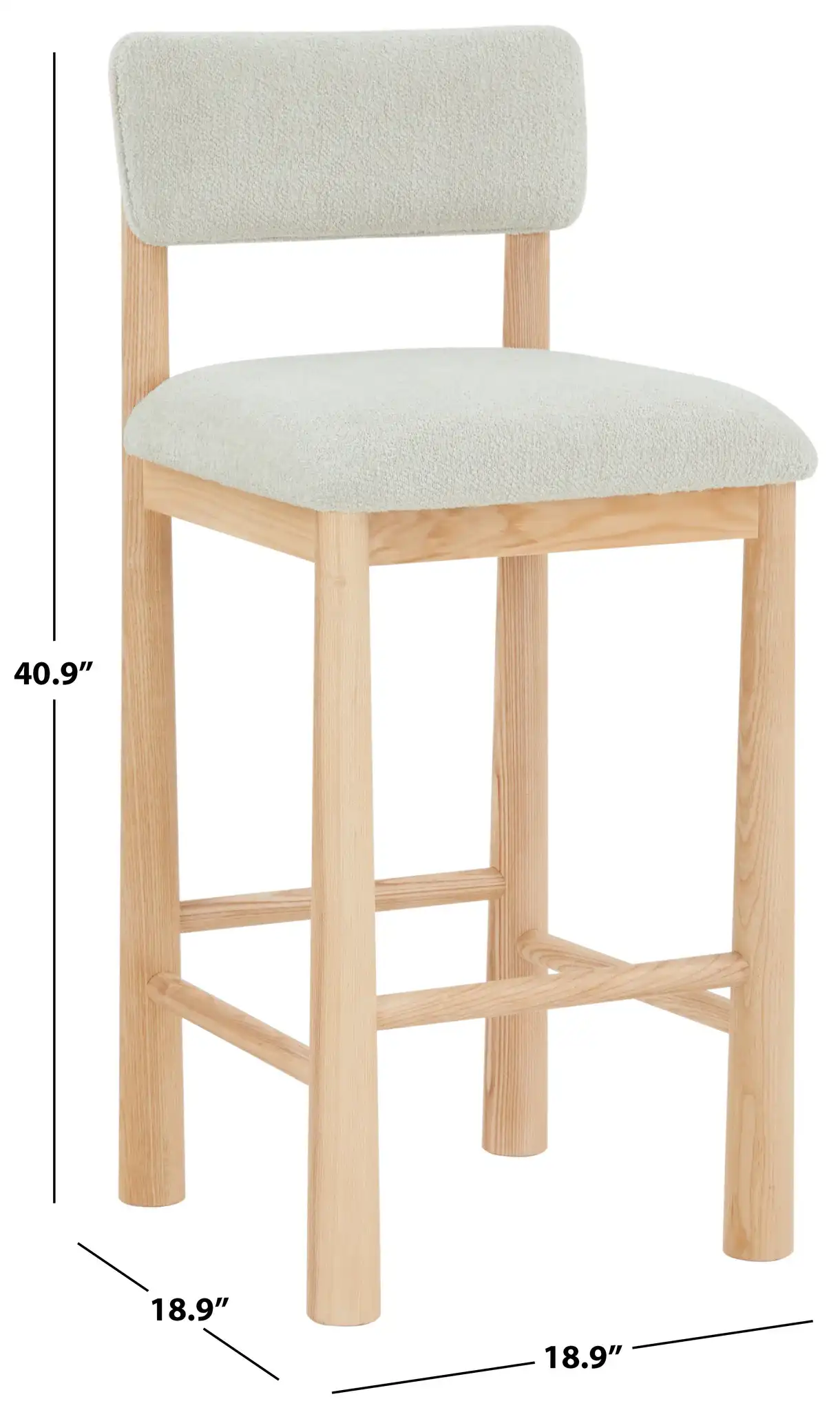 Wrenley Boucle Barstool in Light Brown / Natural, detail view
