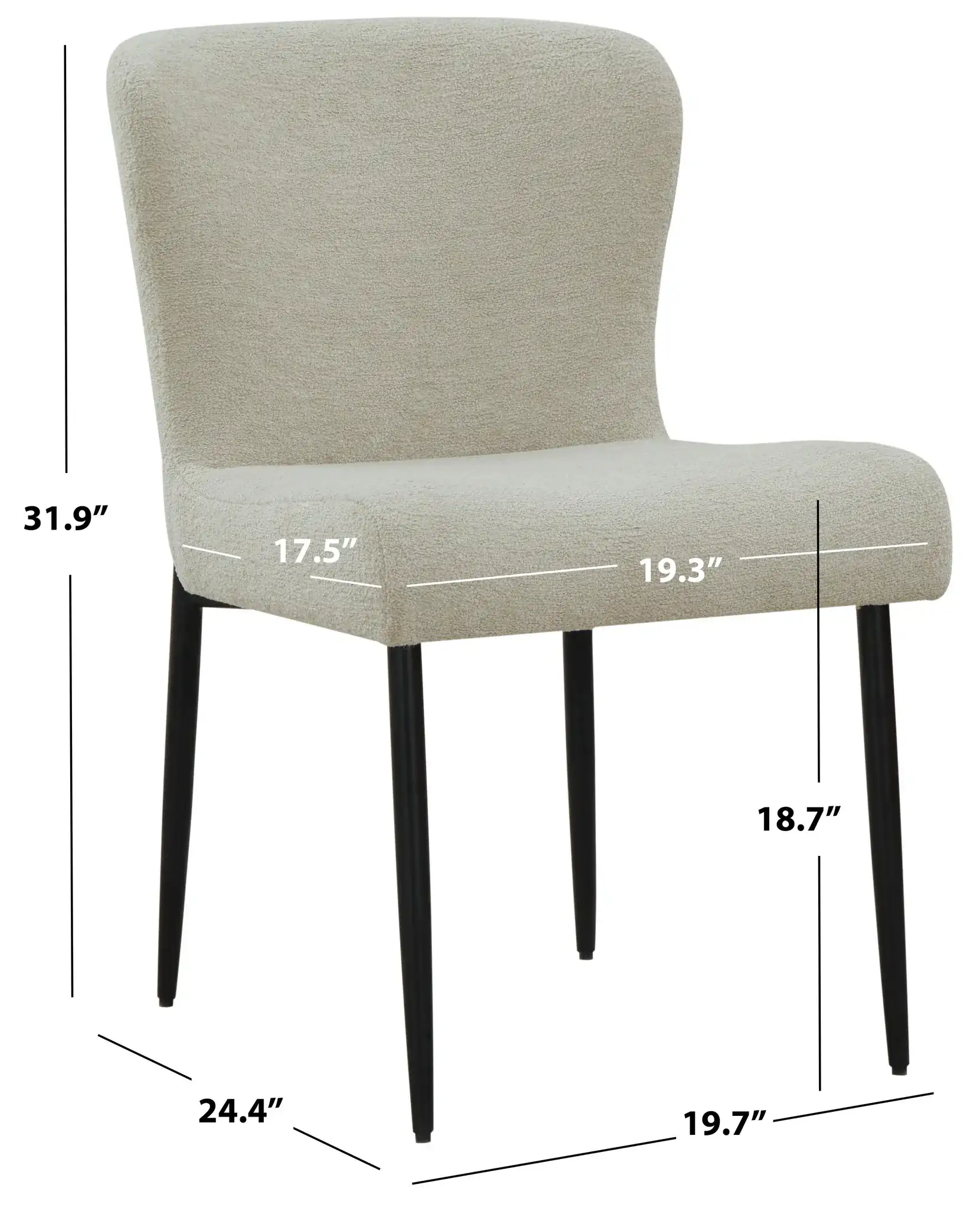 Katlynn Boucle Dining Chair in Dark Gray / Black, detail view