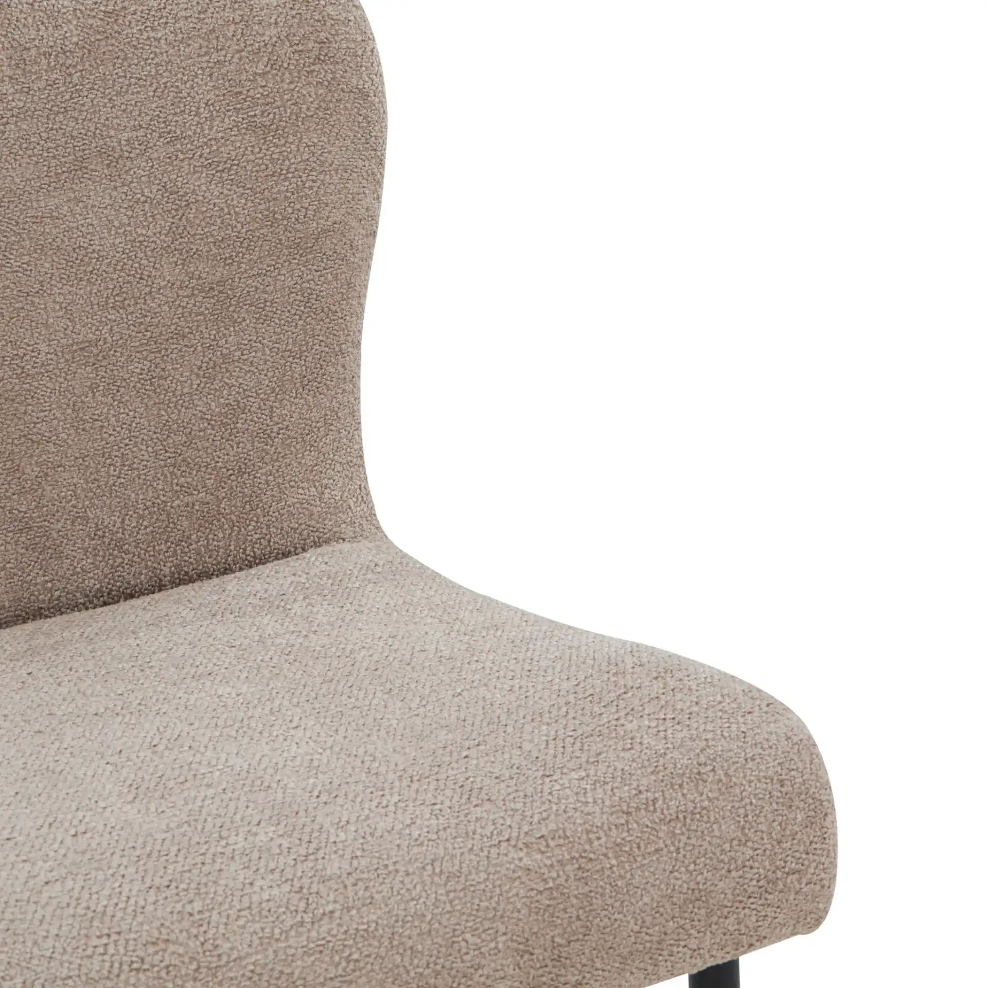 Katlynn Boucle Dining Chair in Dark Gray / Black in a styled room