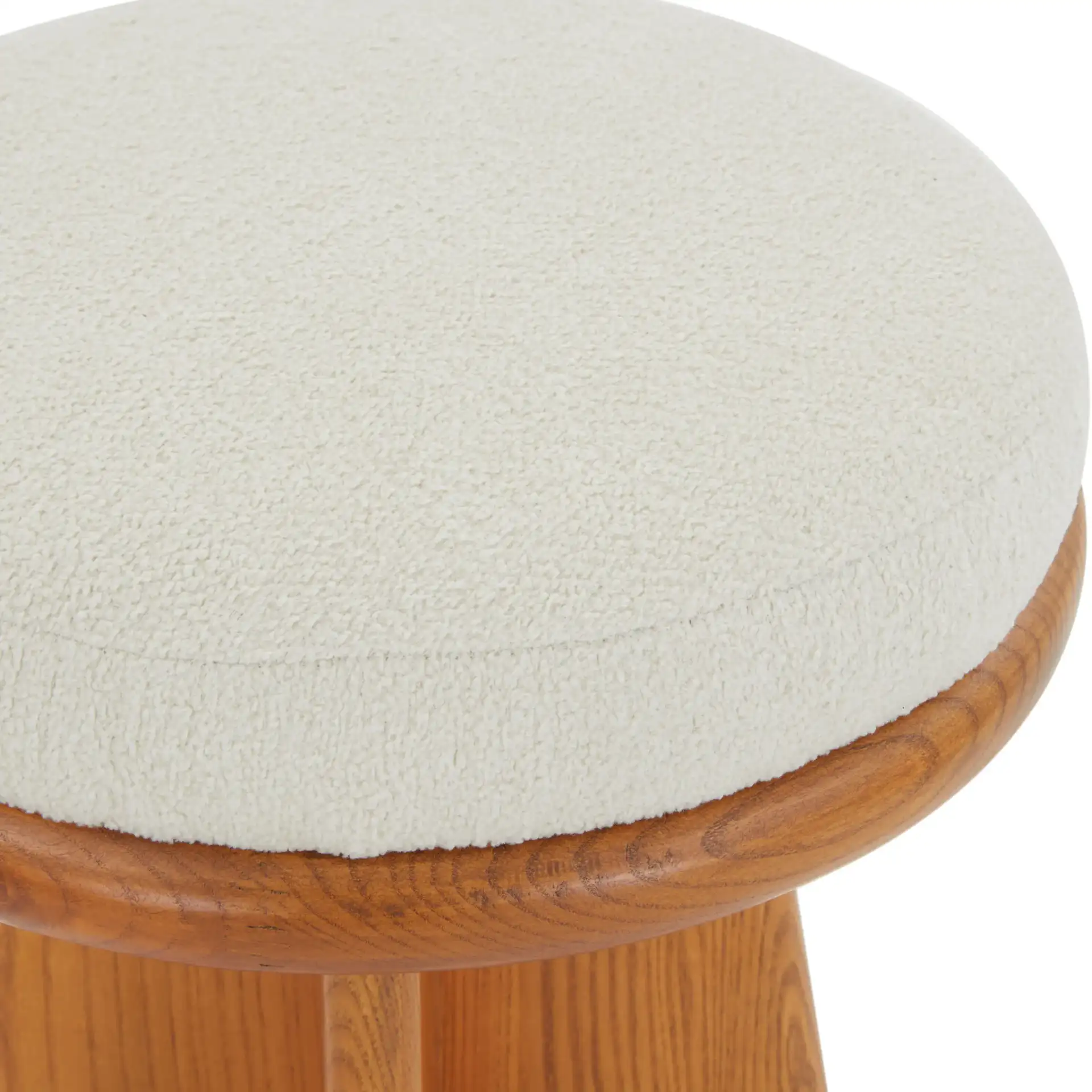 Bellarita Round Swivel Barstool in Ivory / Walnut in a styled room