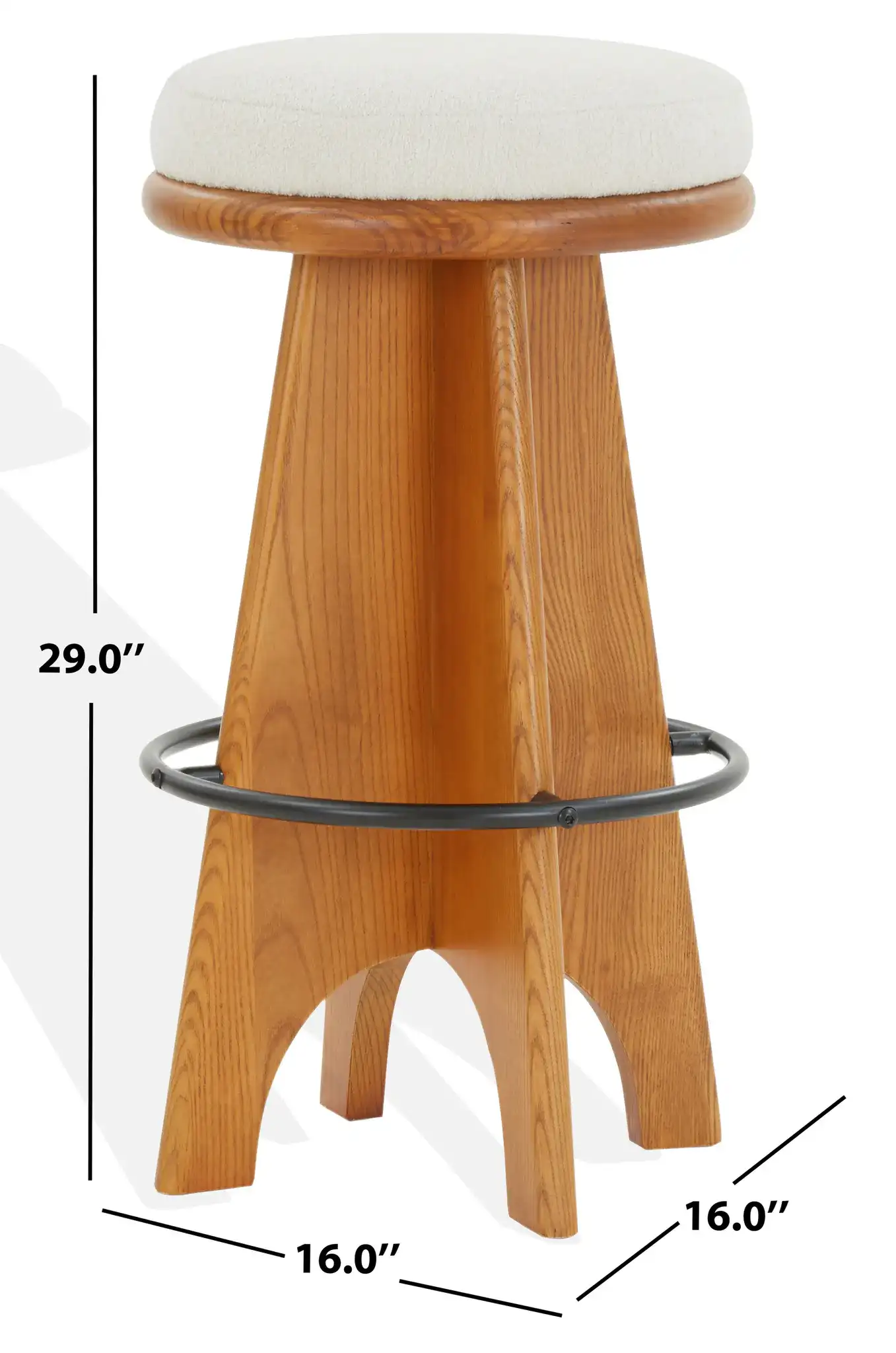 Bellarita Round Swivel Barstool in Ivory / Walnut, detail view