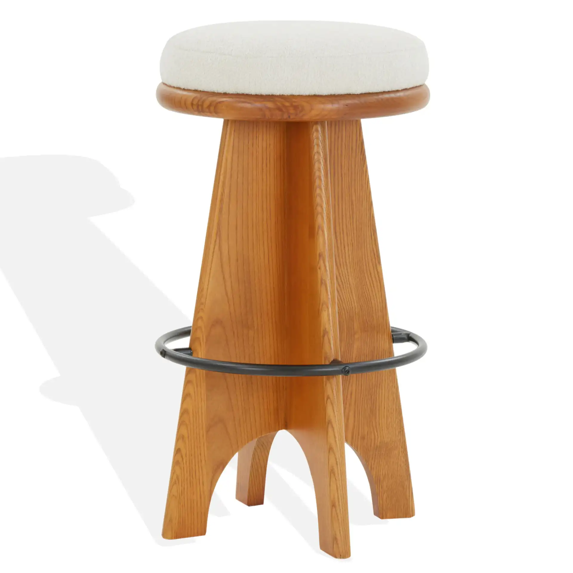 Bellarita Round Swivel Barstool in Ivory / Walnut