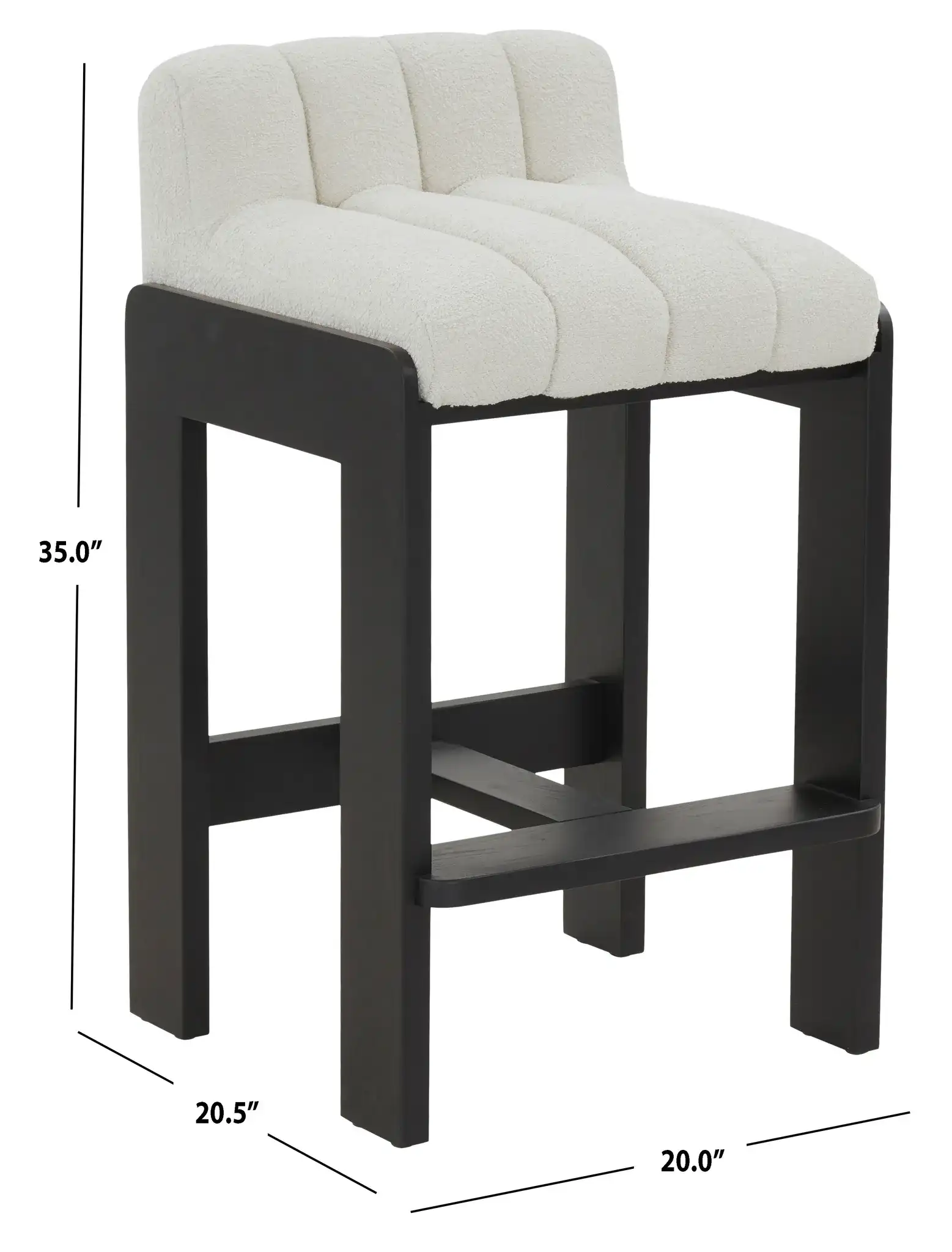 Delphini Boucle Barstool in Ivory / Black, detail view