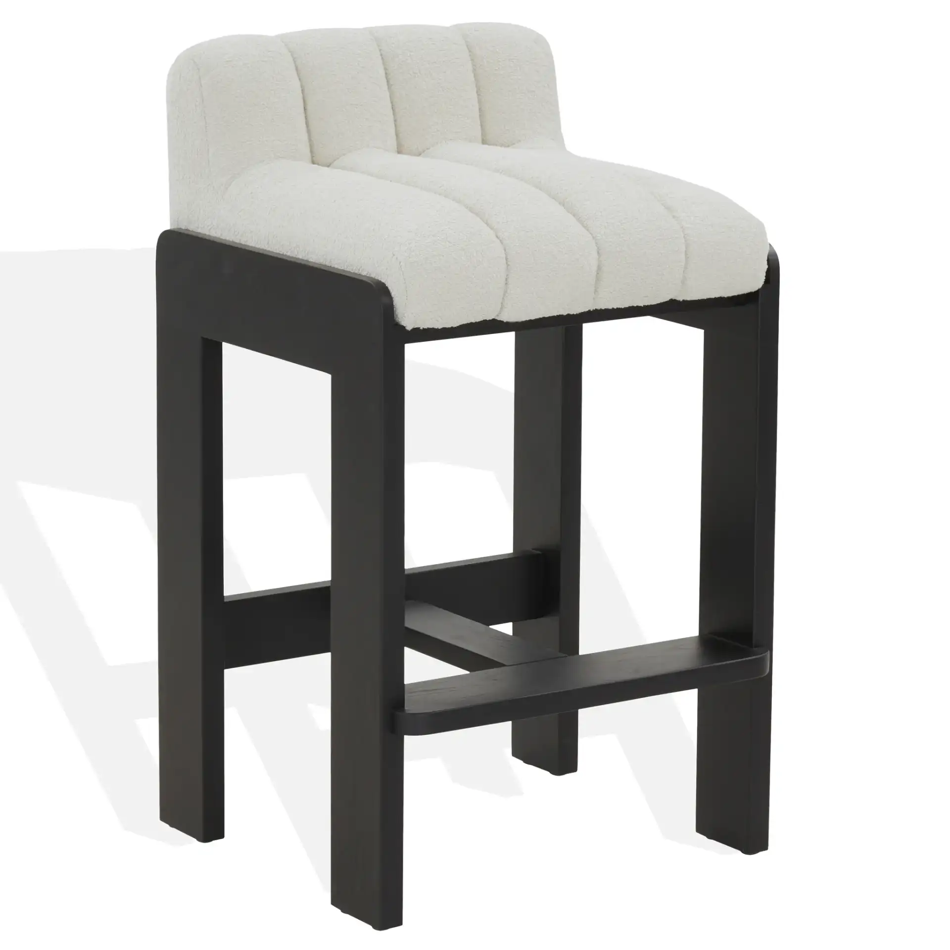 Delphini Boucle Barstool in Ivory / Black