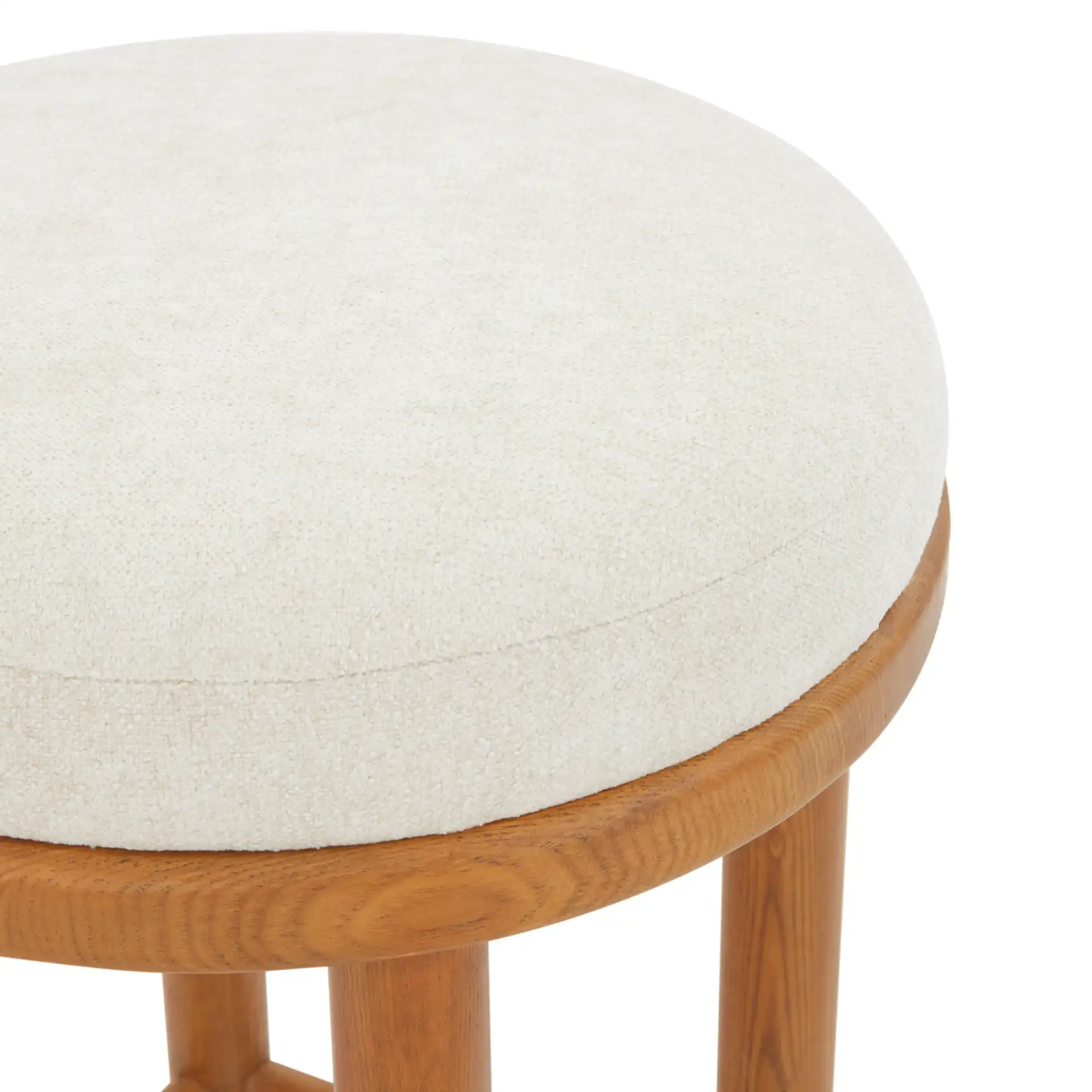 Toledo Round Wood Counter Stool in Cream / Walnut in a styled room