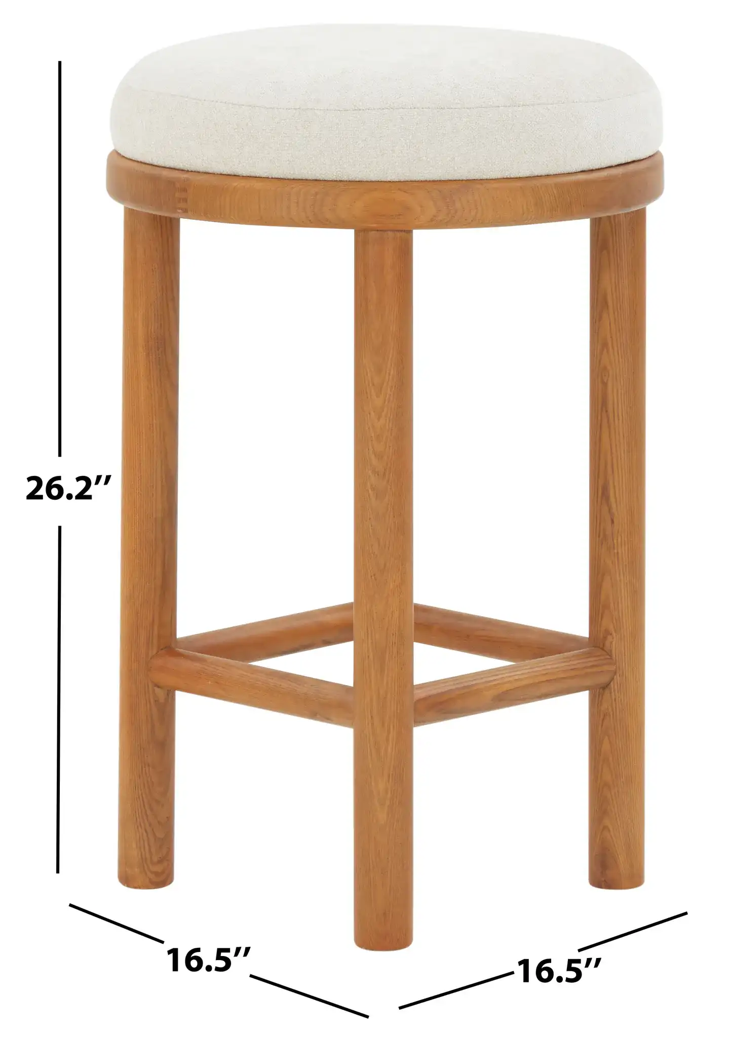 Toledo Round Wood Counter Stool in Cream / Walnut, detail view