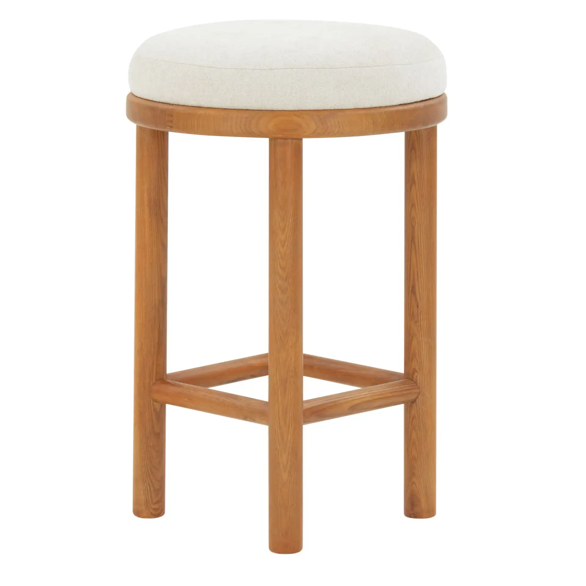 Toledo Round Wood Counter Stool in Cream / Walnut