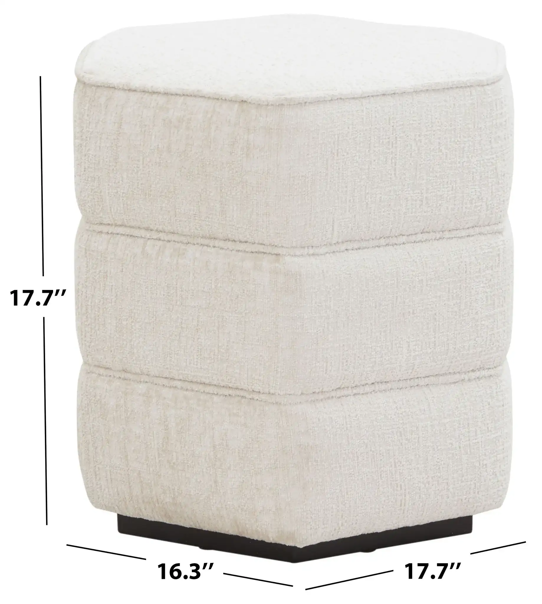 Rosaria Chenille Hexagon Ottoman in Beige, detail view