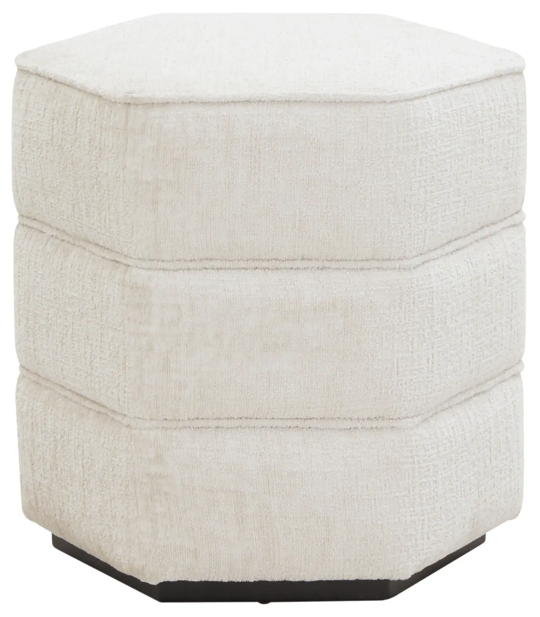 Rosaria Chenille Hexagon Ottoman in Beige