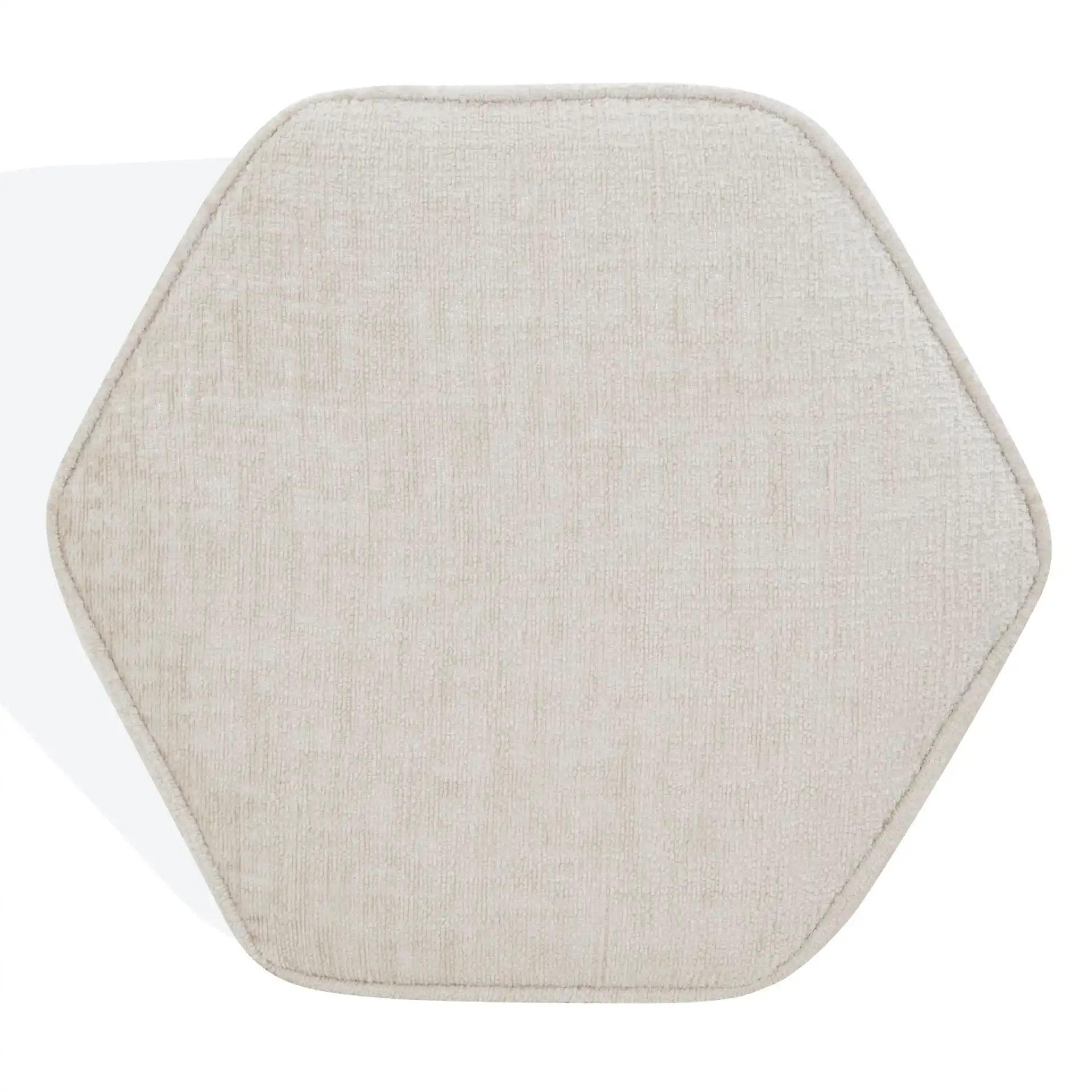 Rosaria Chenille Hexagon Ottoman in Beige, detail view