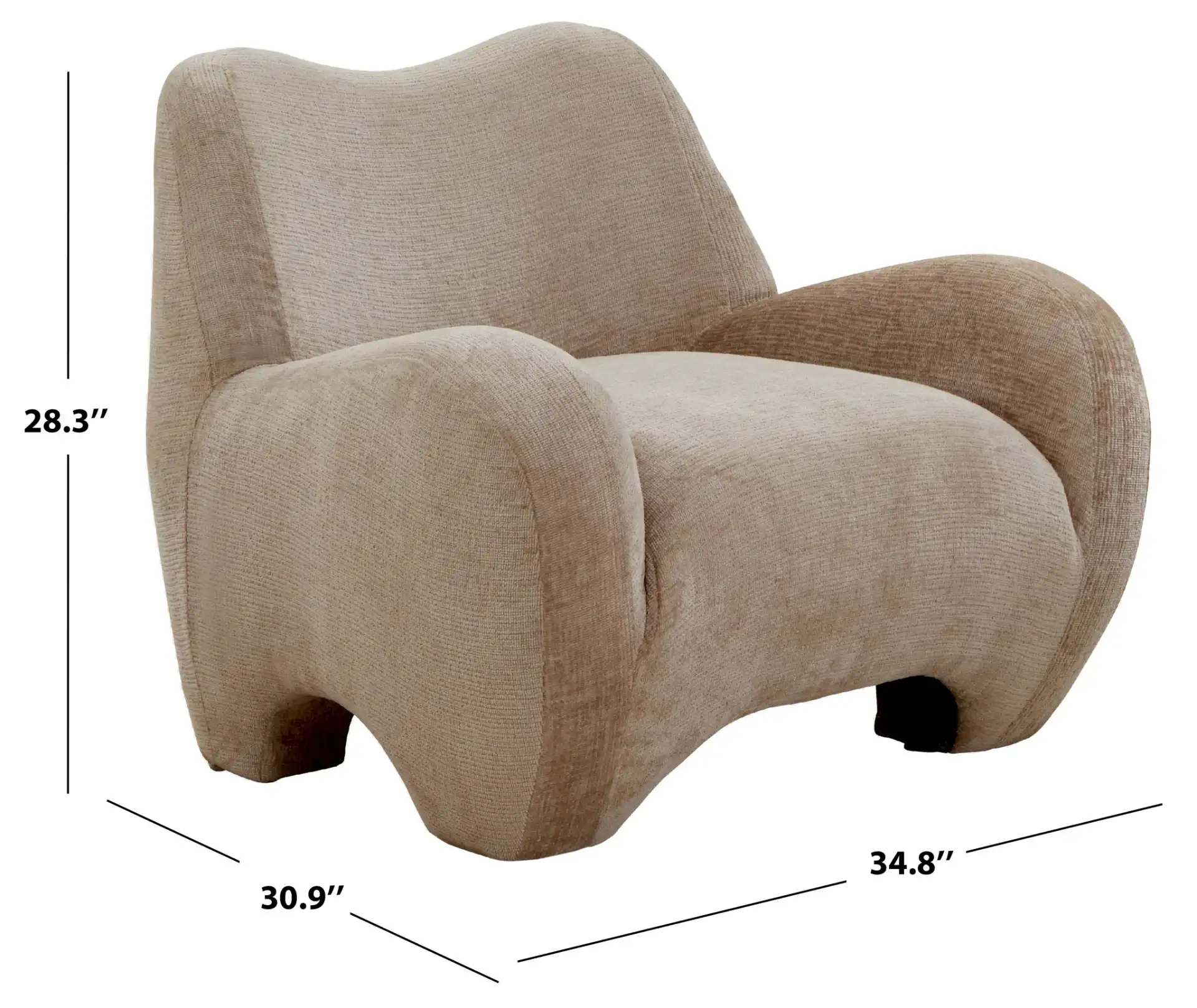 Randal Chenille Accent Chair in Light Brown, detail view