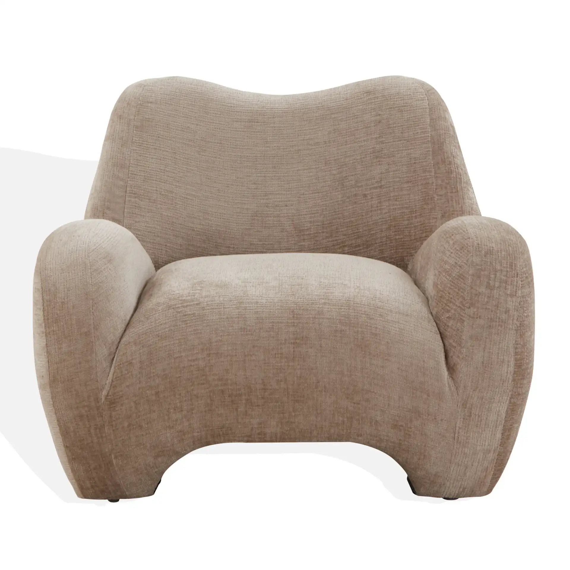Randal Chenille Accent Chair in Light Brown, detail view