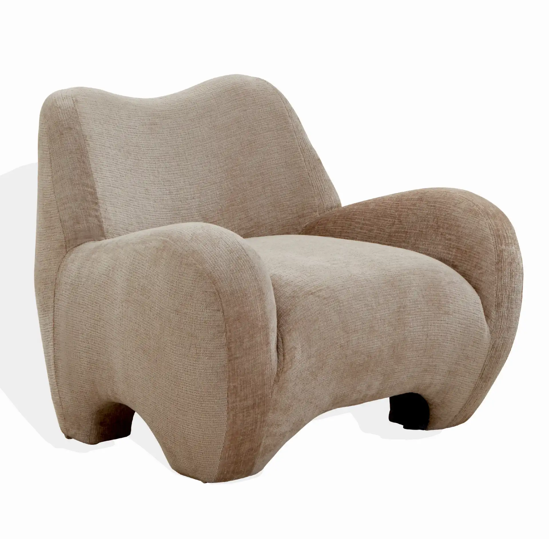Randal Chenille Accent Chair in Light Brown