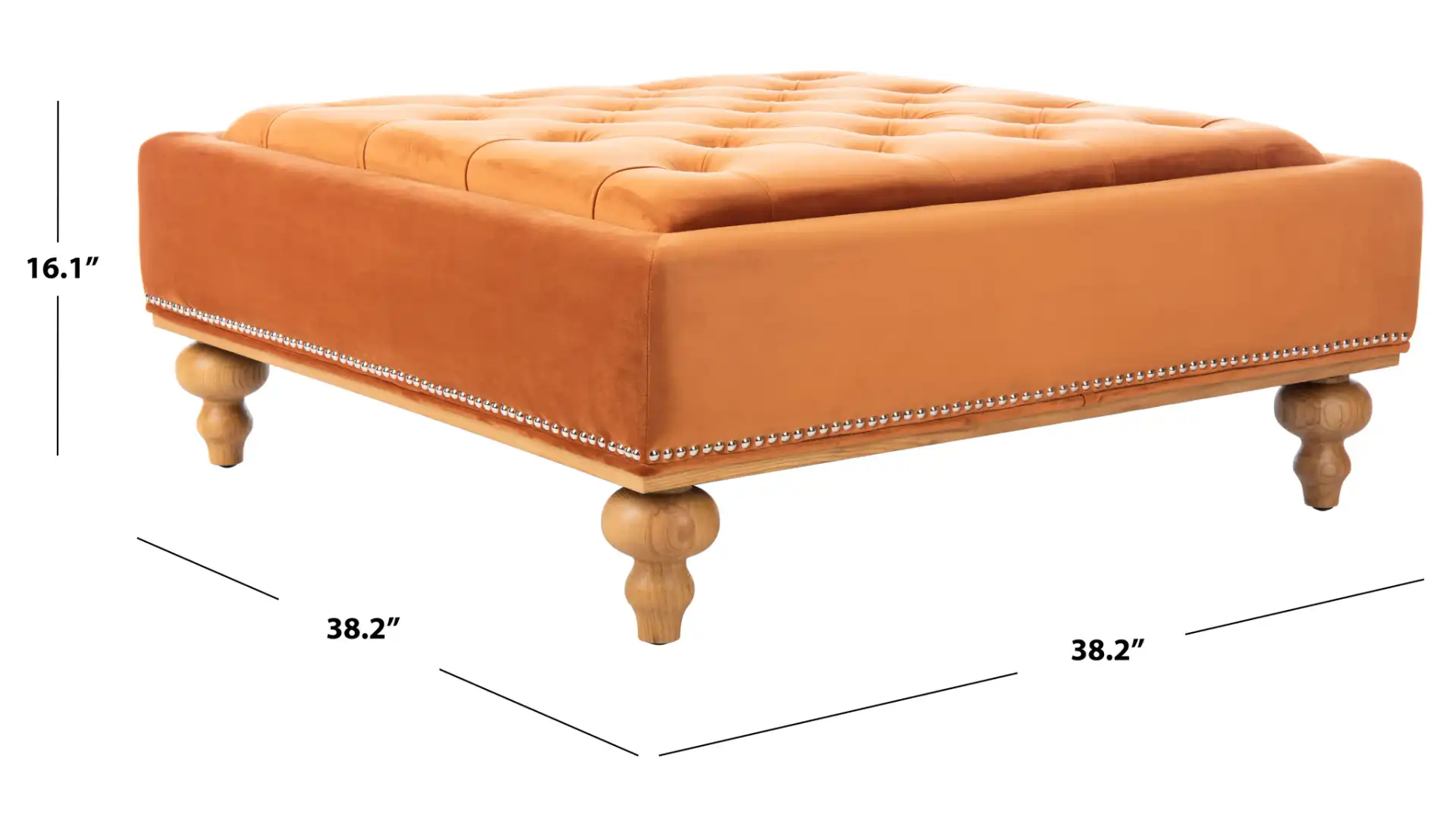 Rosealina Tufted Ottoman in Ivory, detail view