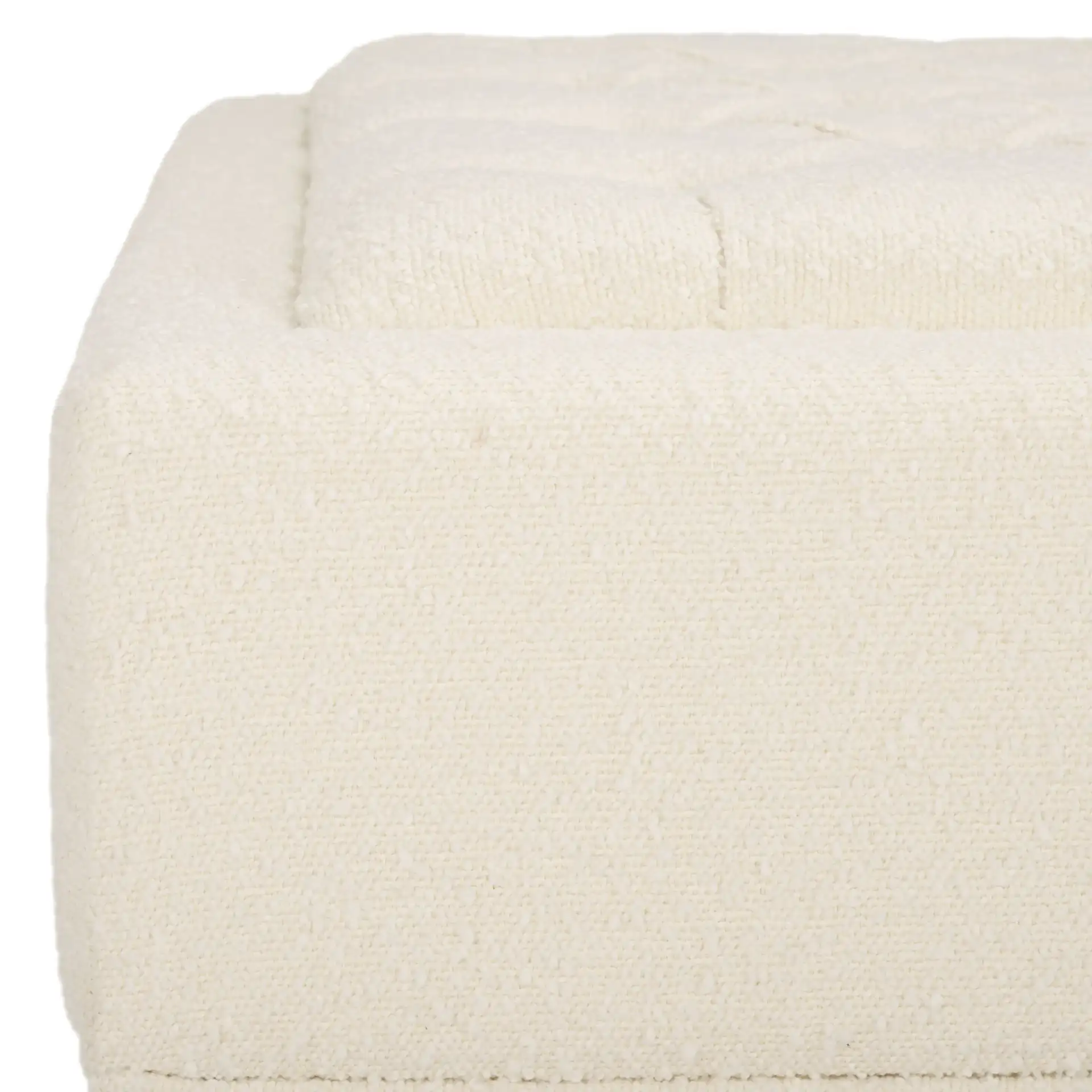 Rosealina Tufted Ottoman in Ivory in a styled room