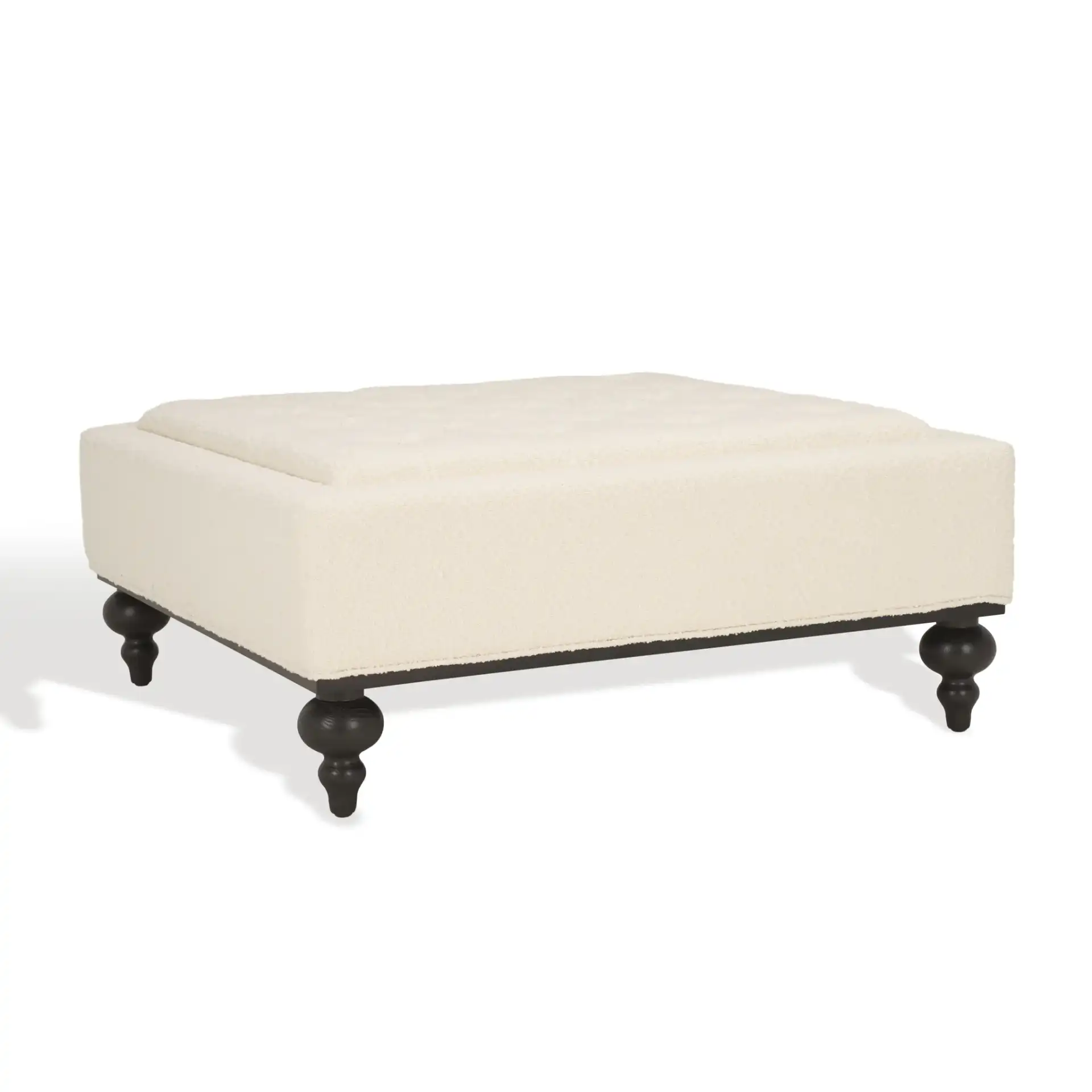 Rosealina Tufted Ottoman in Ivory, detail view