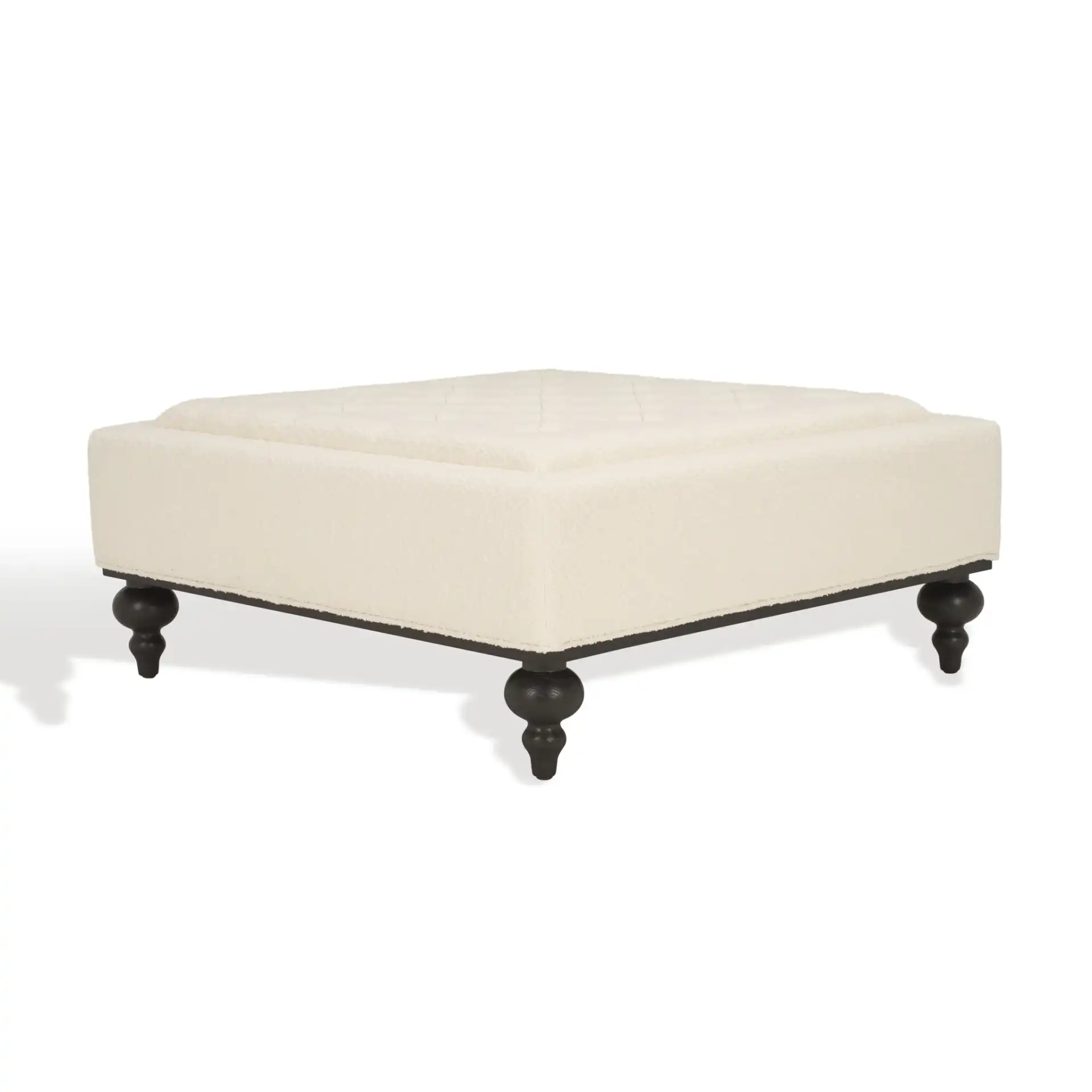 Rosealina Tufted Ottoman in Ivory, detail view
