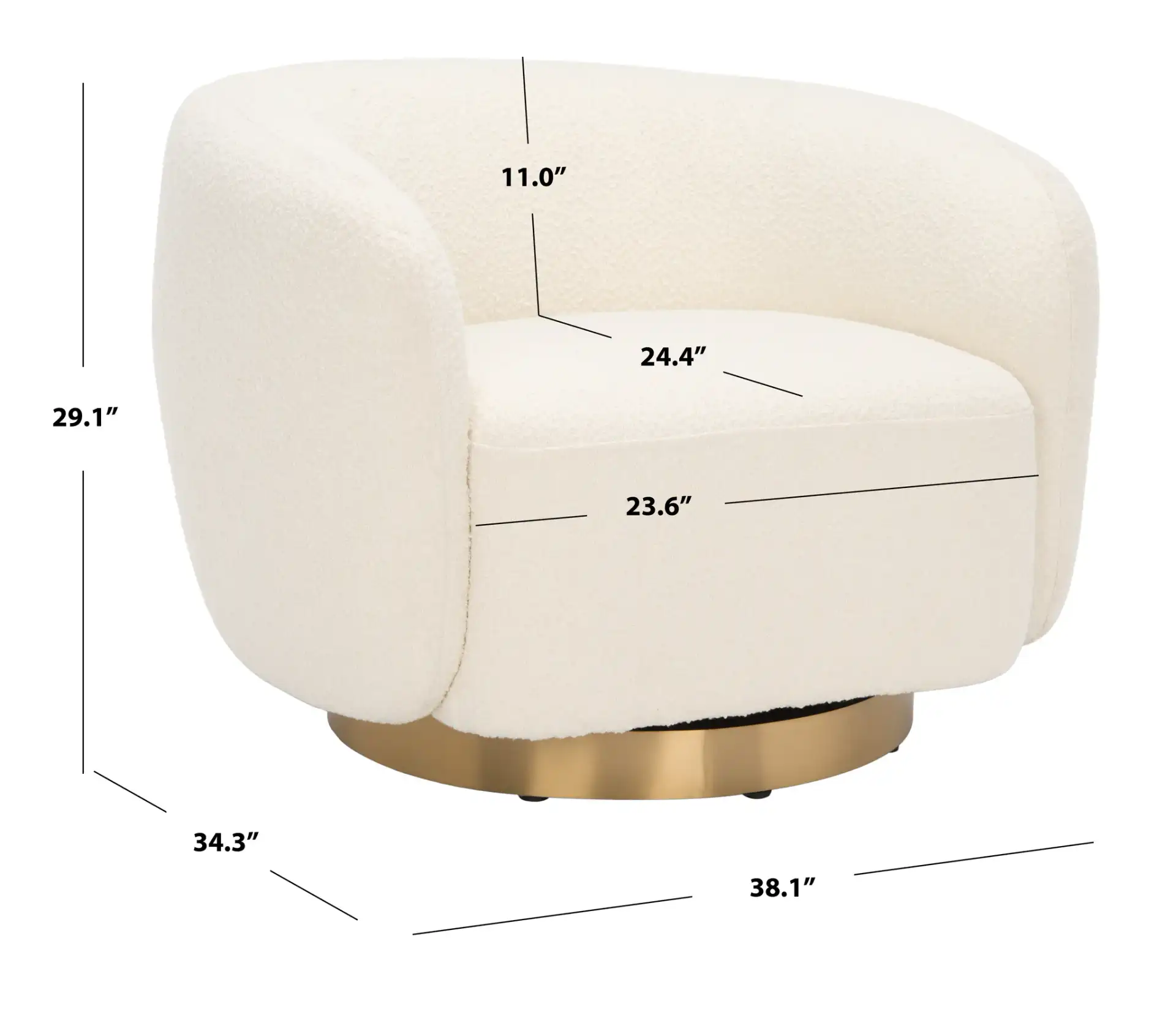 Bernard Swivel Accent Chair in Black / Chrome, detail view