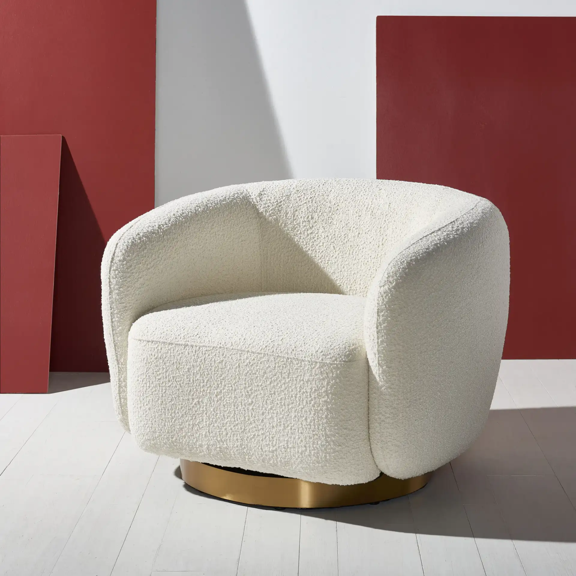 Bernard Swivel Accent Chair in Black / Chrome in a styled room