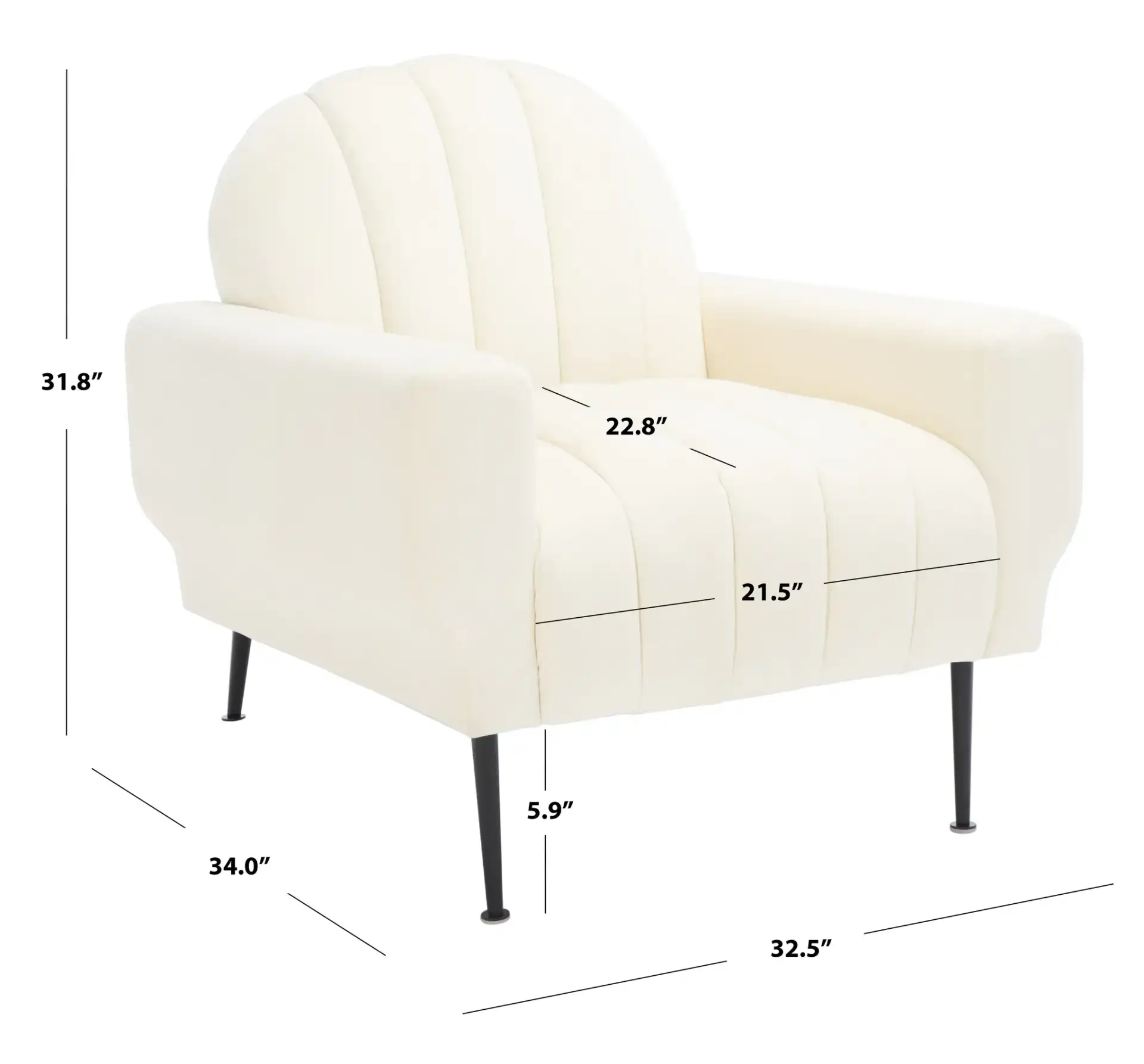 Josh Channel Tufted Chair in Black, detail view