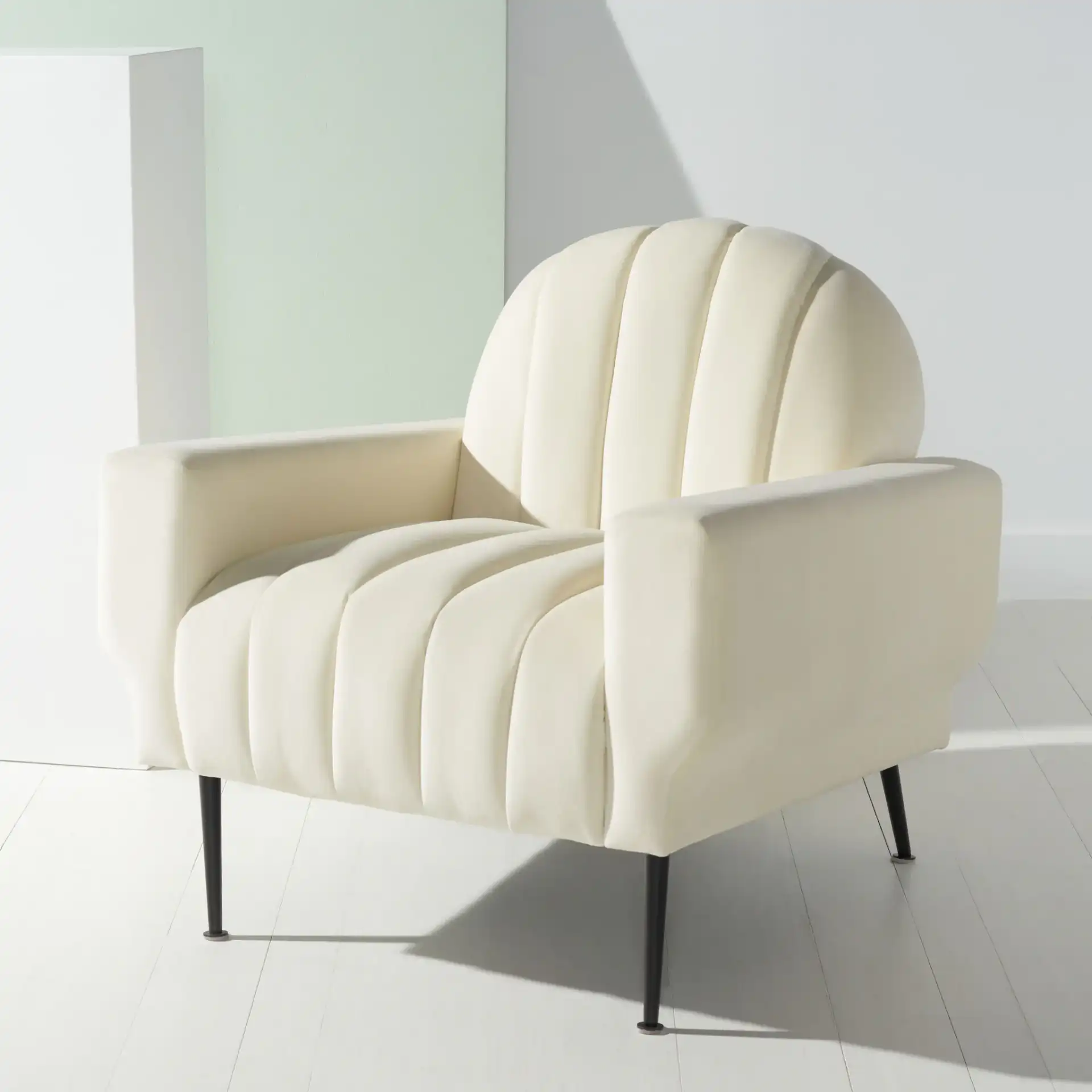 Josh Channel Tufted Chair in Black in a styled room