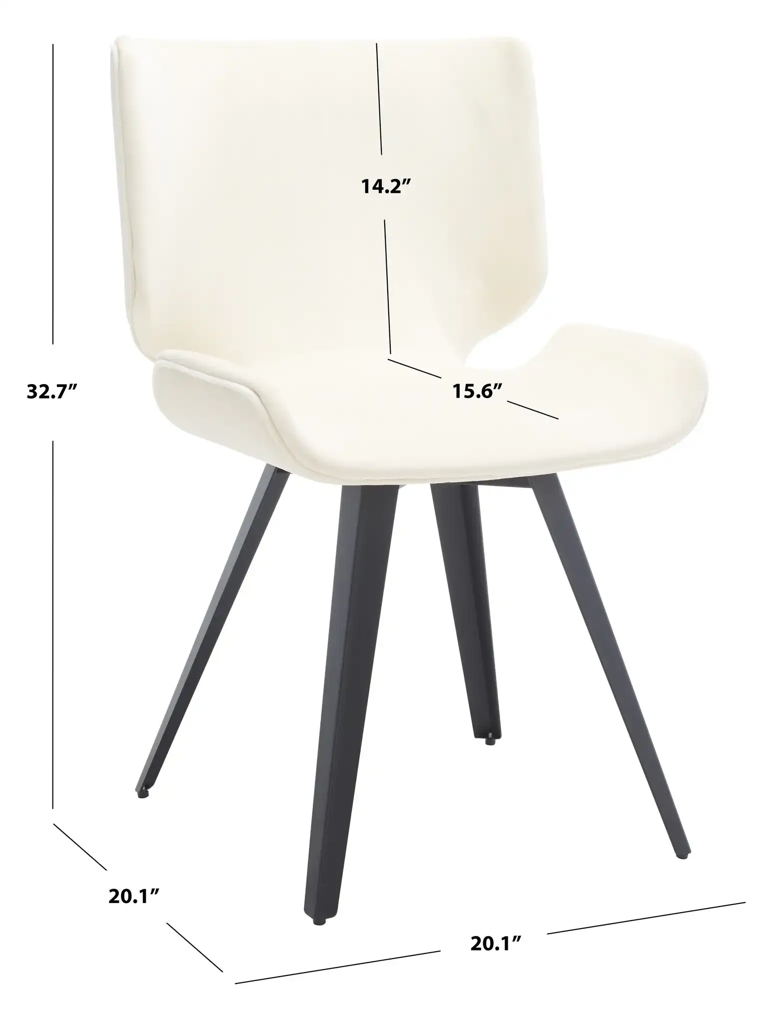Matty Scandinavian Dining Chair in Cream, detail view