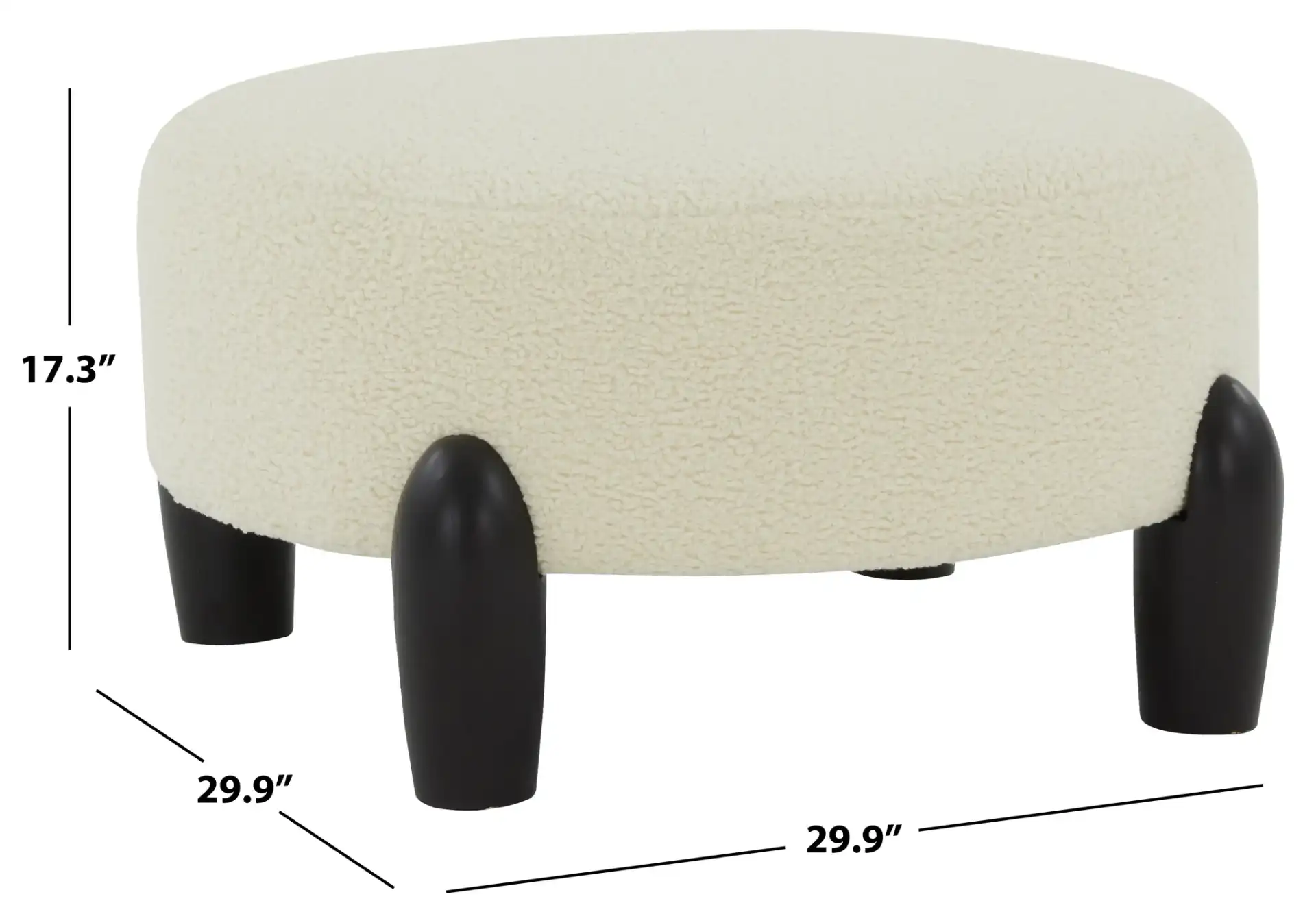 Perez Scandinavian Round Ottoman in Ivory / Natural, detail view
