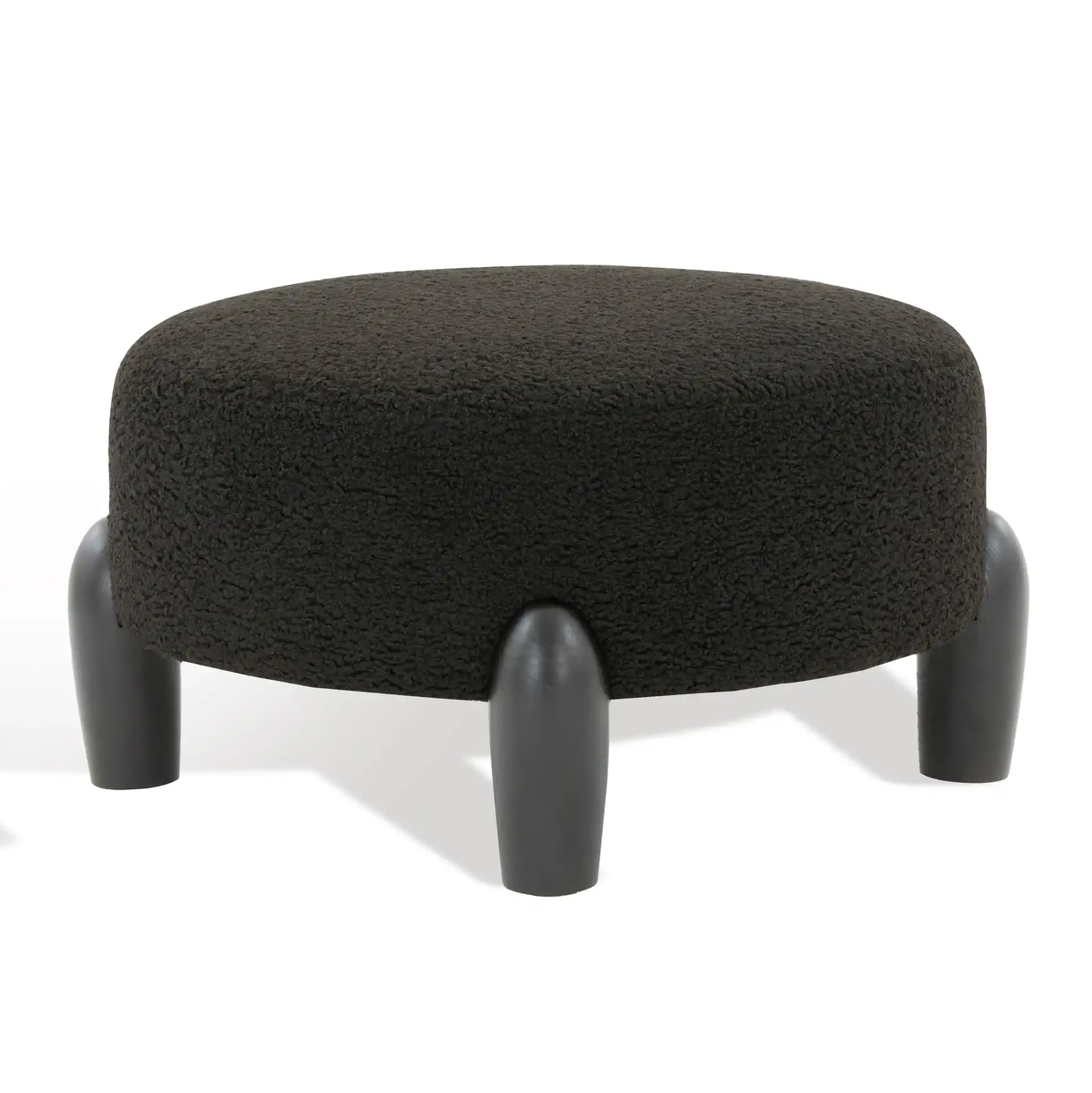 Perez Scandinavian Round Ottoman in Ivory / Natural, detail view