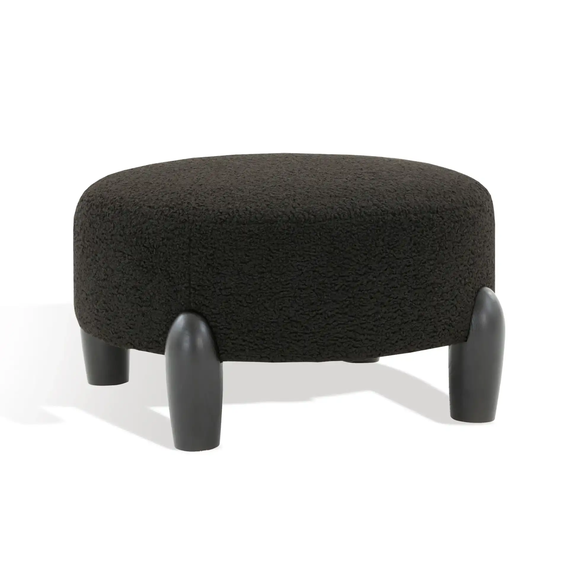 Perez Scandinavian Round Ottoman in Ivory / Natural, detail view