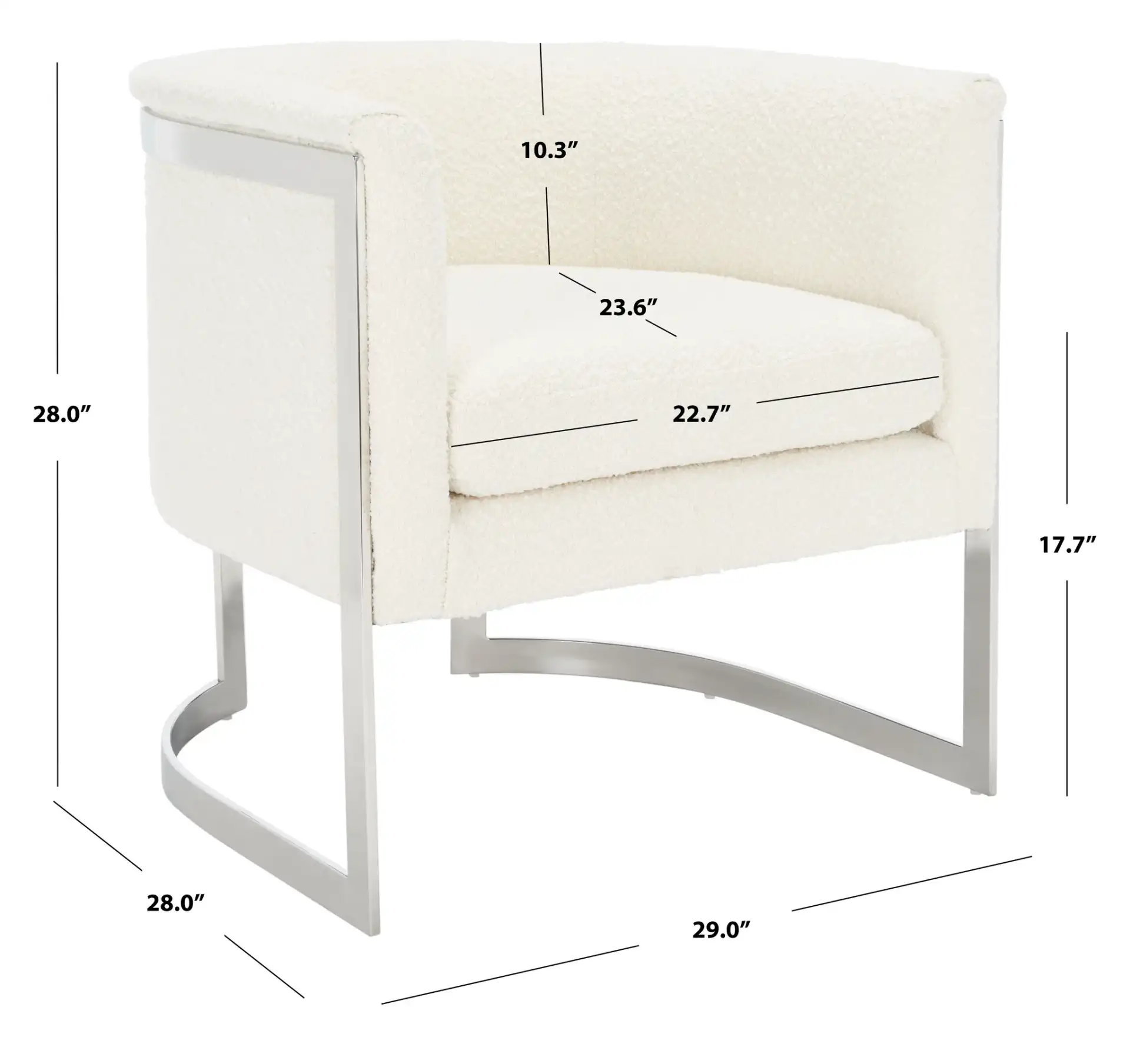 Gabby Barrel Back Accent Chair in Ivory / Silver, detail view