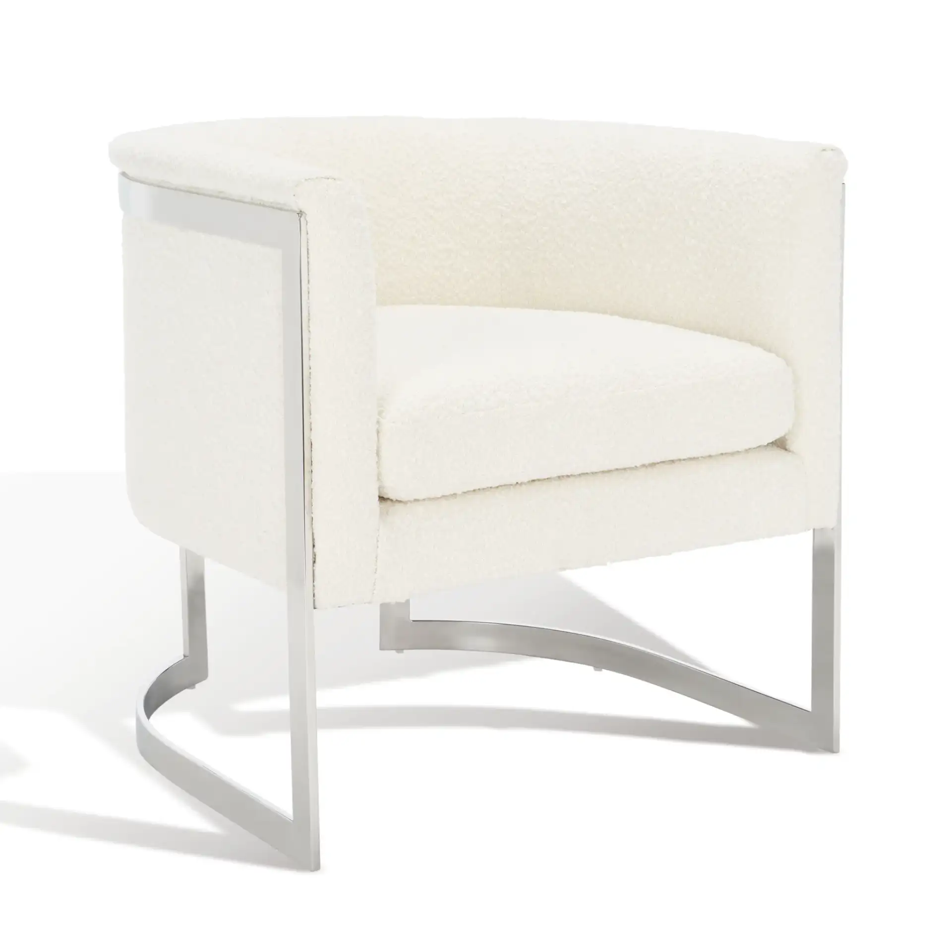 Gabby Barrel Back Accent Chair in Ivory / Silver