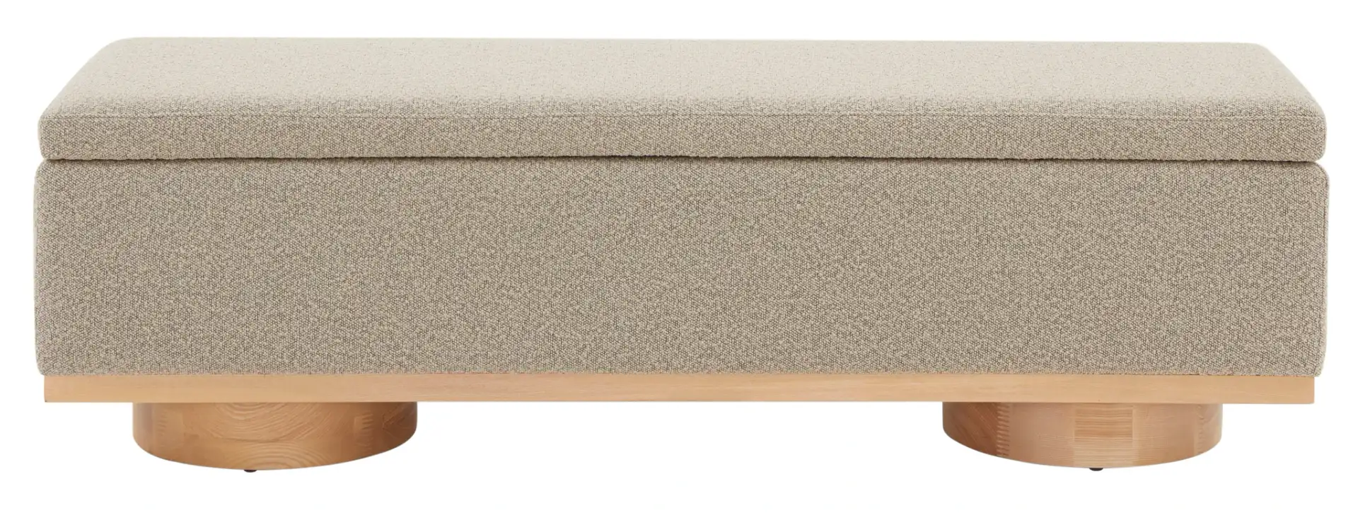 Vianna Boucle Bench in Beige / Walnut