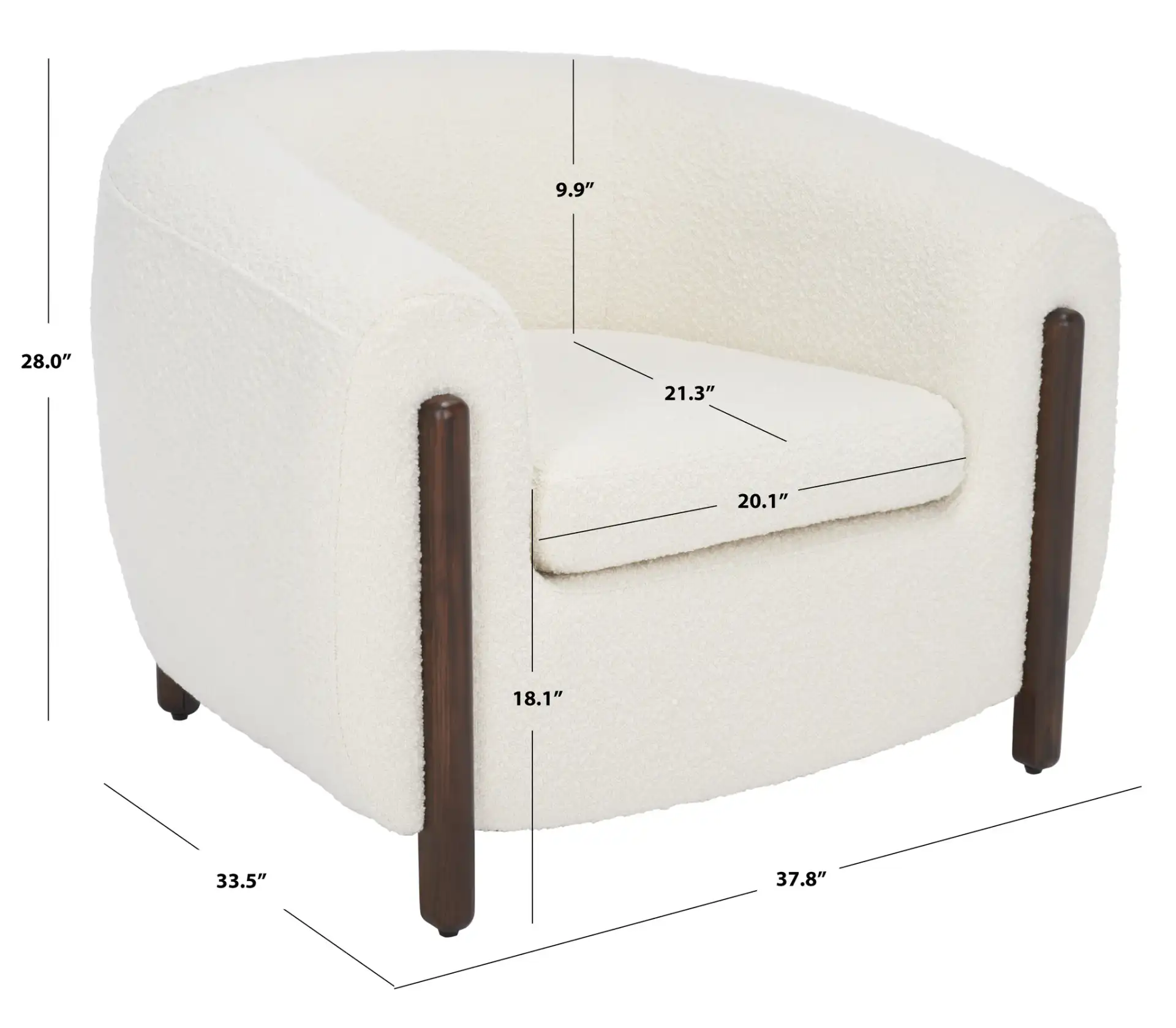 Westley Barrel Back Accent Chair in Ivory, detail view