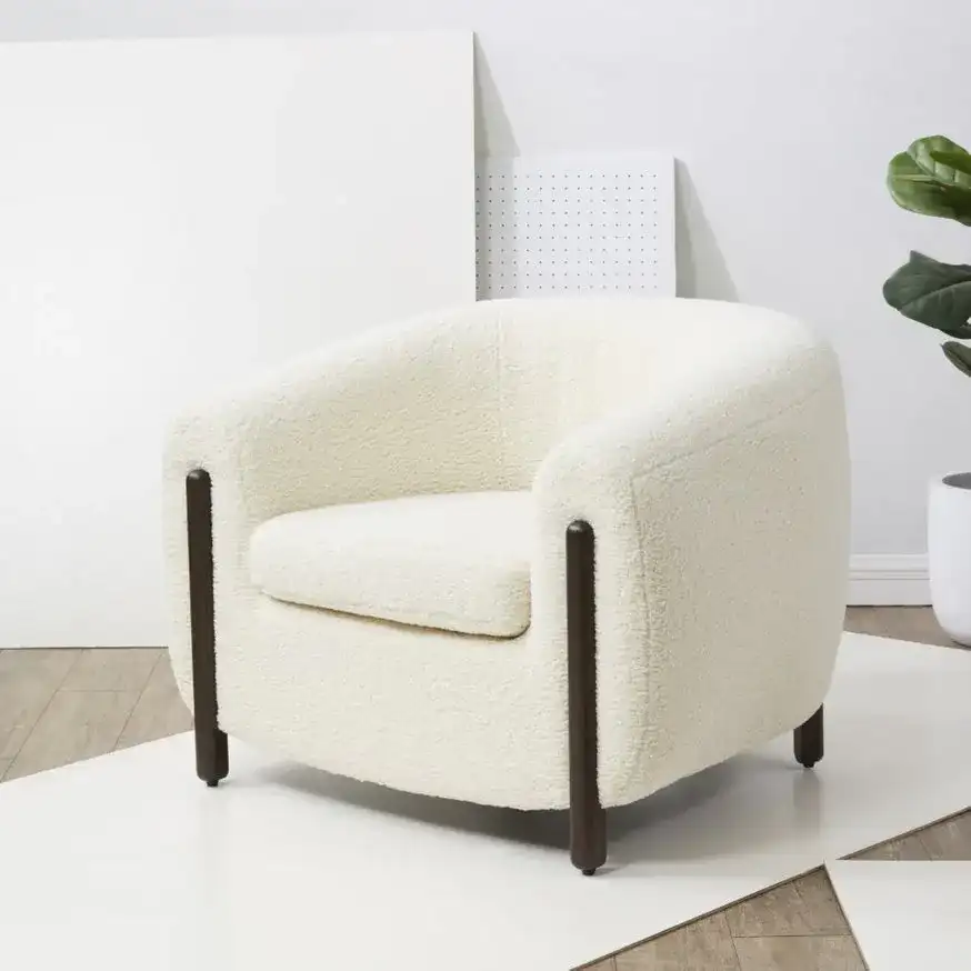 Westley Barrel Back Accent Chair in Ivory in a styled room