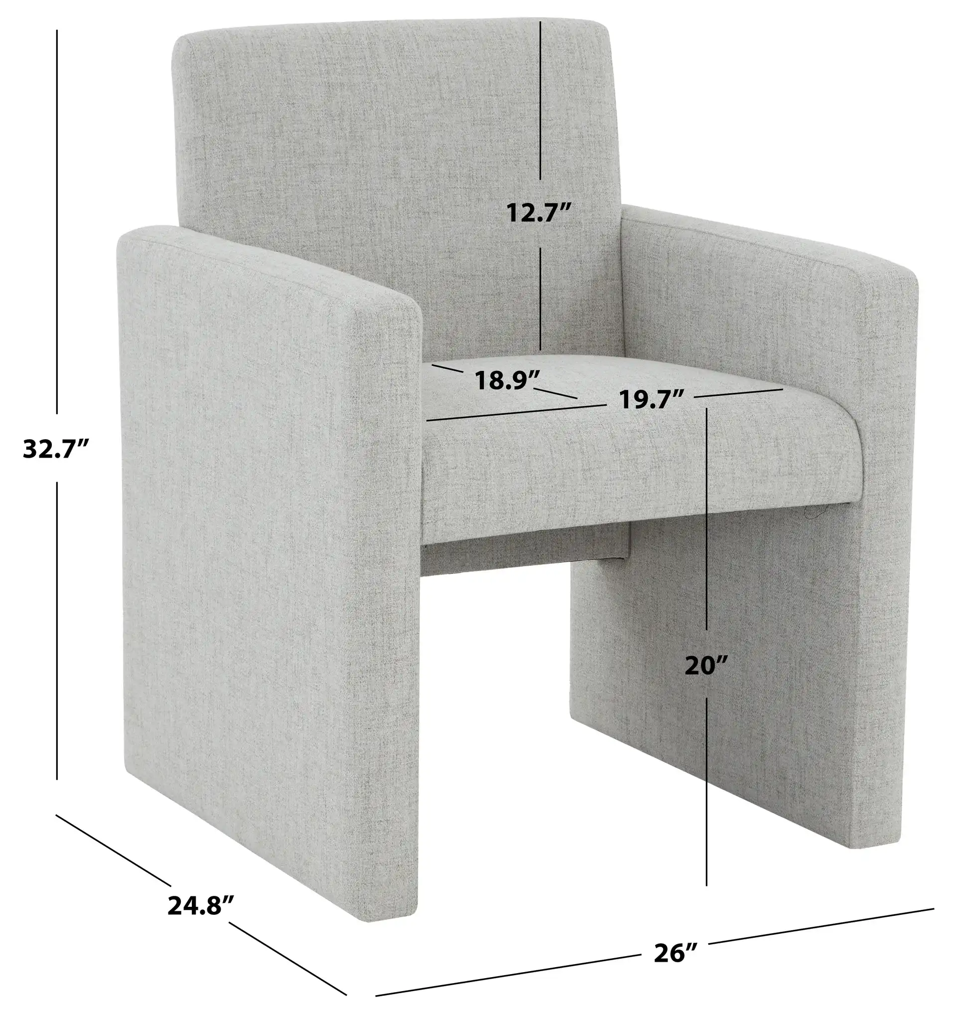 Maisey Dining Chair in Light Gray, detail view