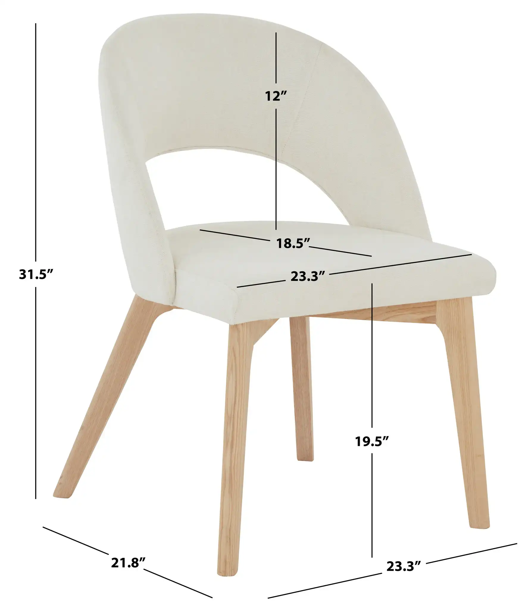 Rowland Linen Dining Chair in Gray / Black, detail view