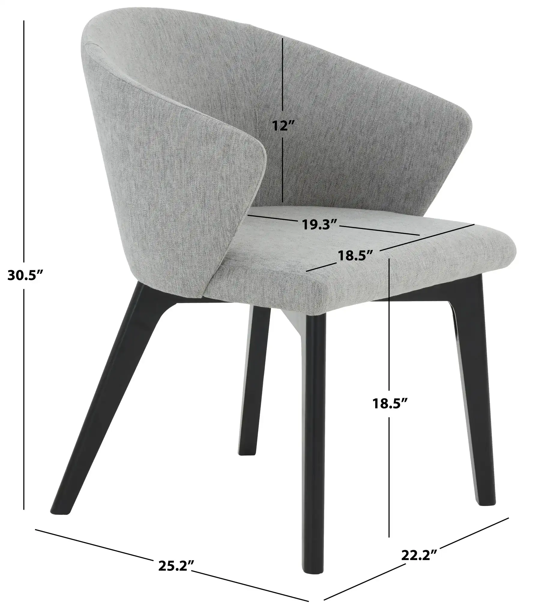 Wynonna Linen Dining Chair in Gray / Black, detail view