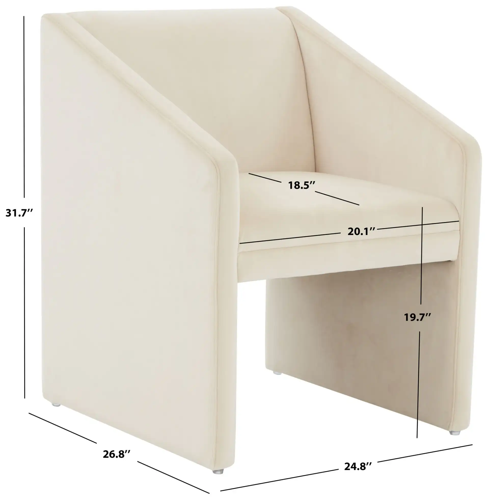 Liandra Upholstered Armchair in Cream, detail view