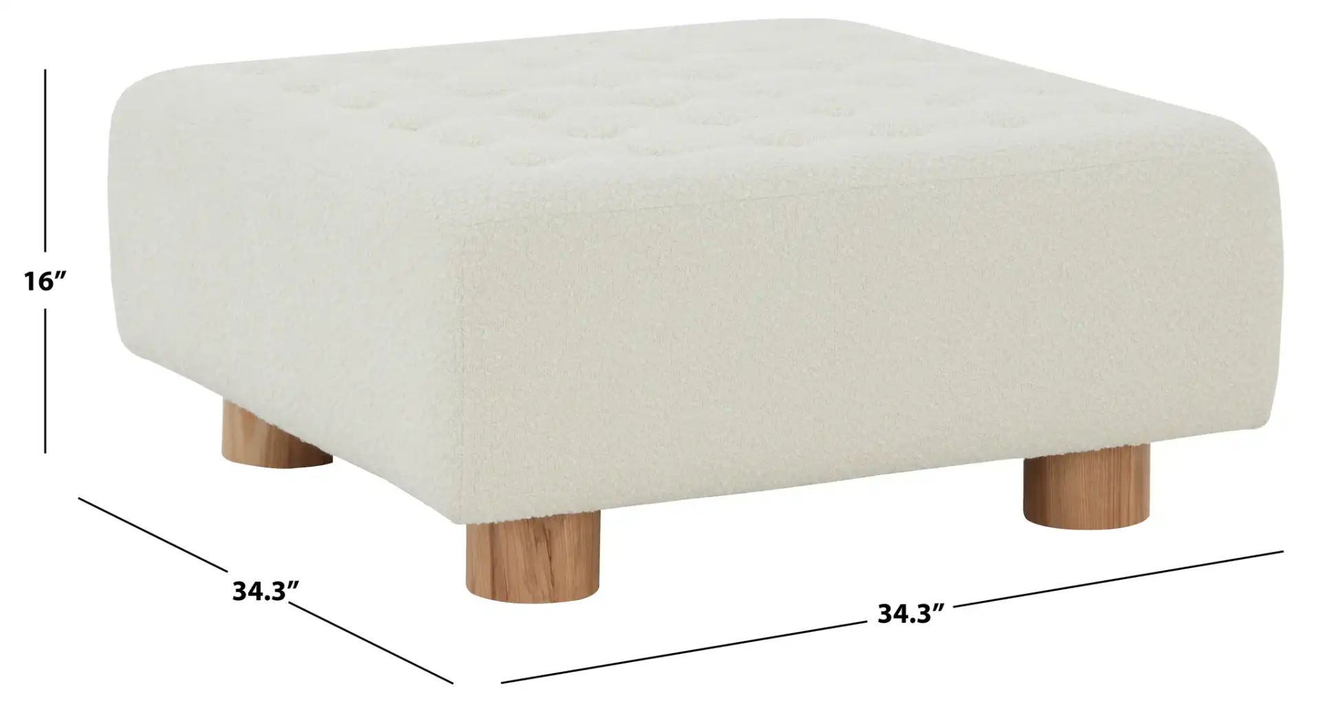 Bradfield Square Ottoman in Ivory / Natural, detail view