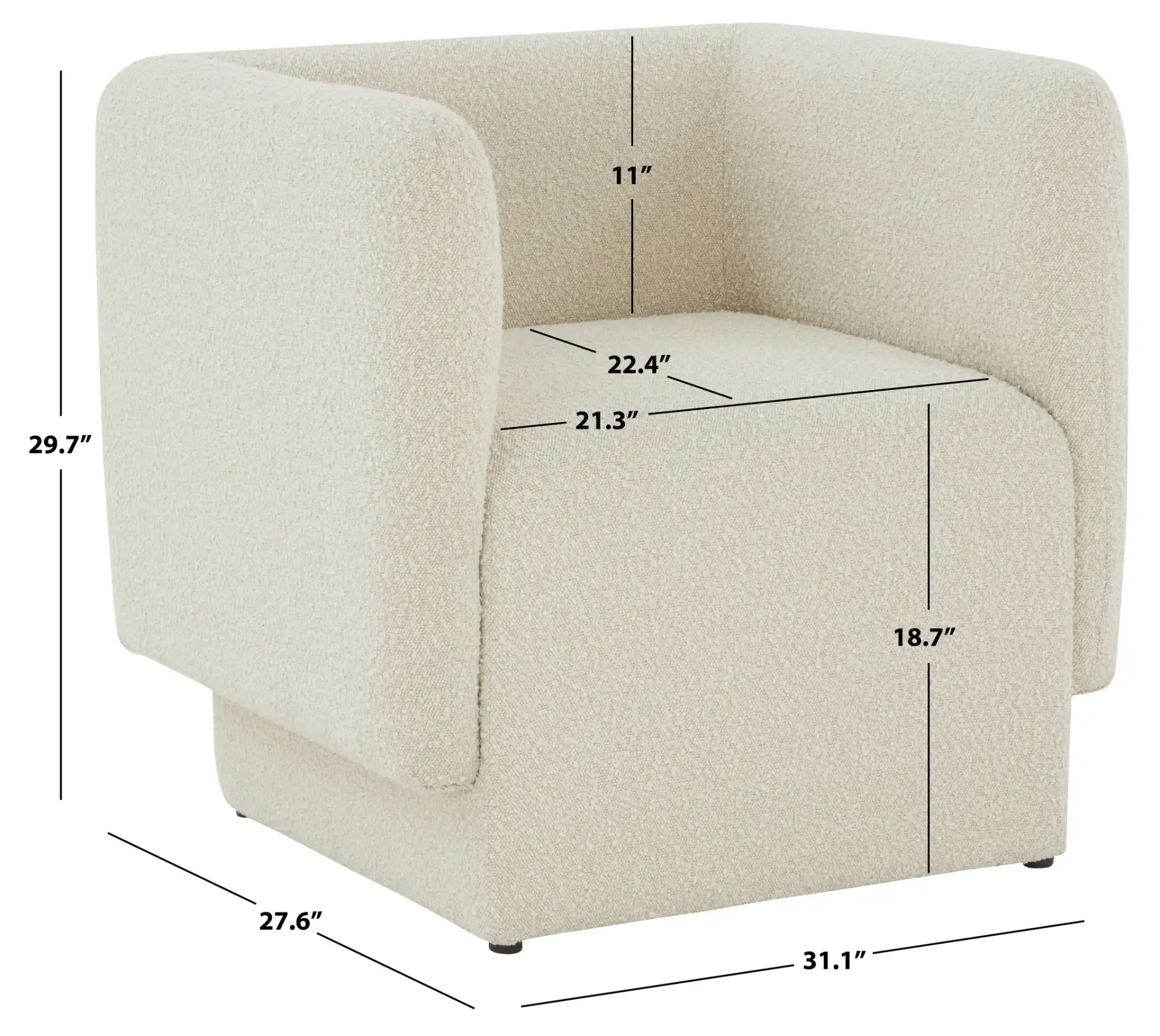 Nene Boucle Barrel Back Chair in Cream, detail view