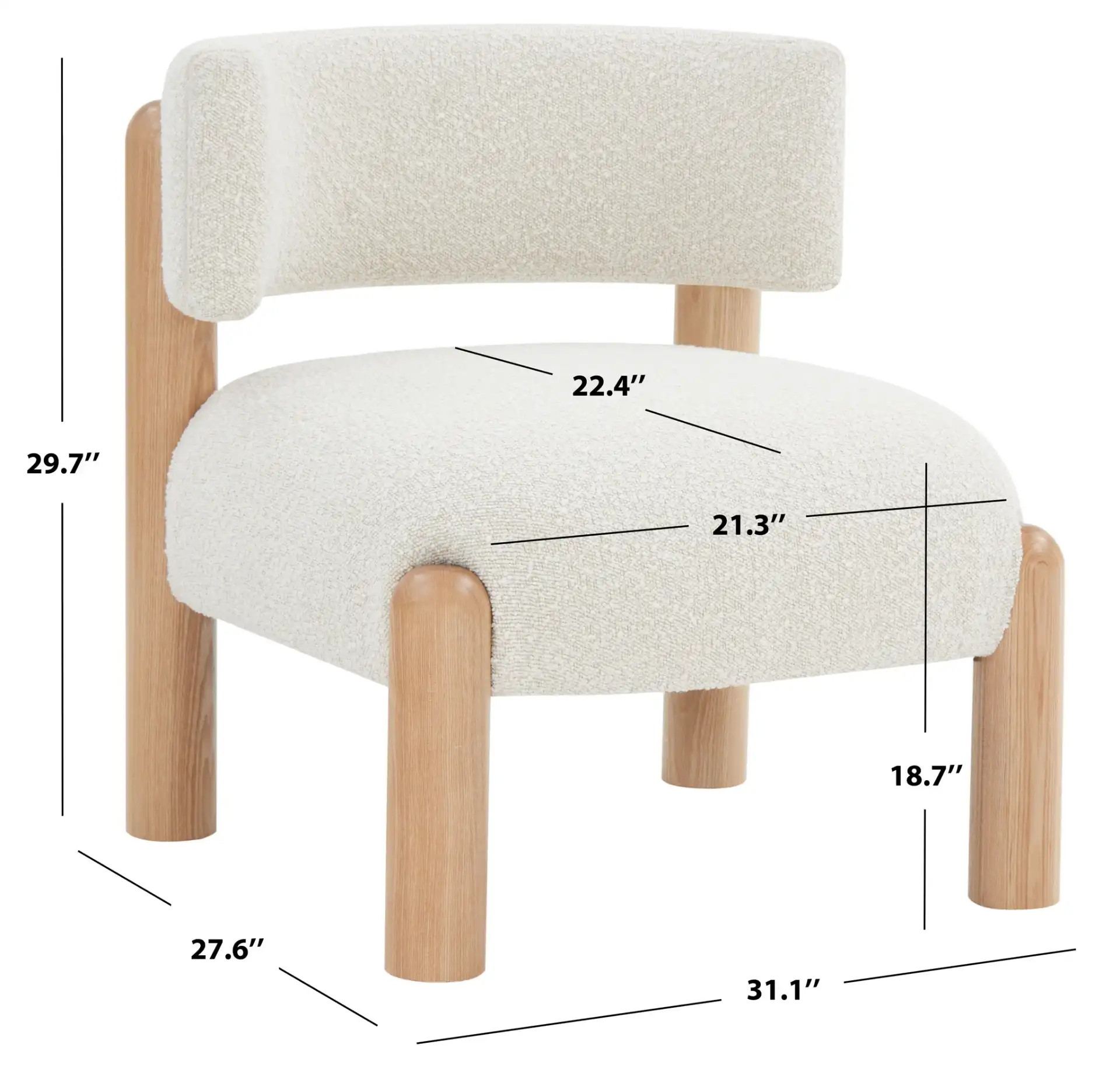 Rosabryna Accent Chair in Ivory / Black, detail view