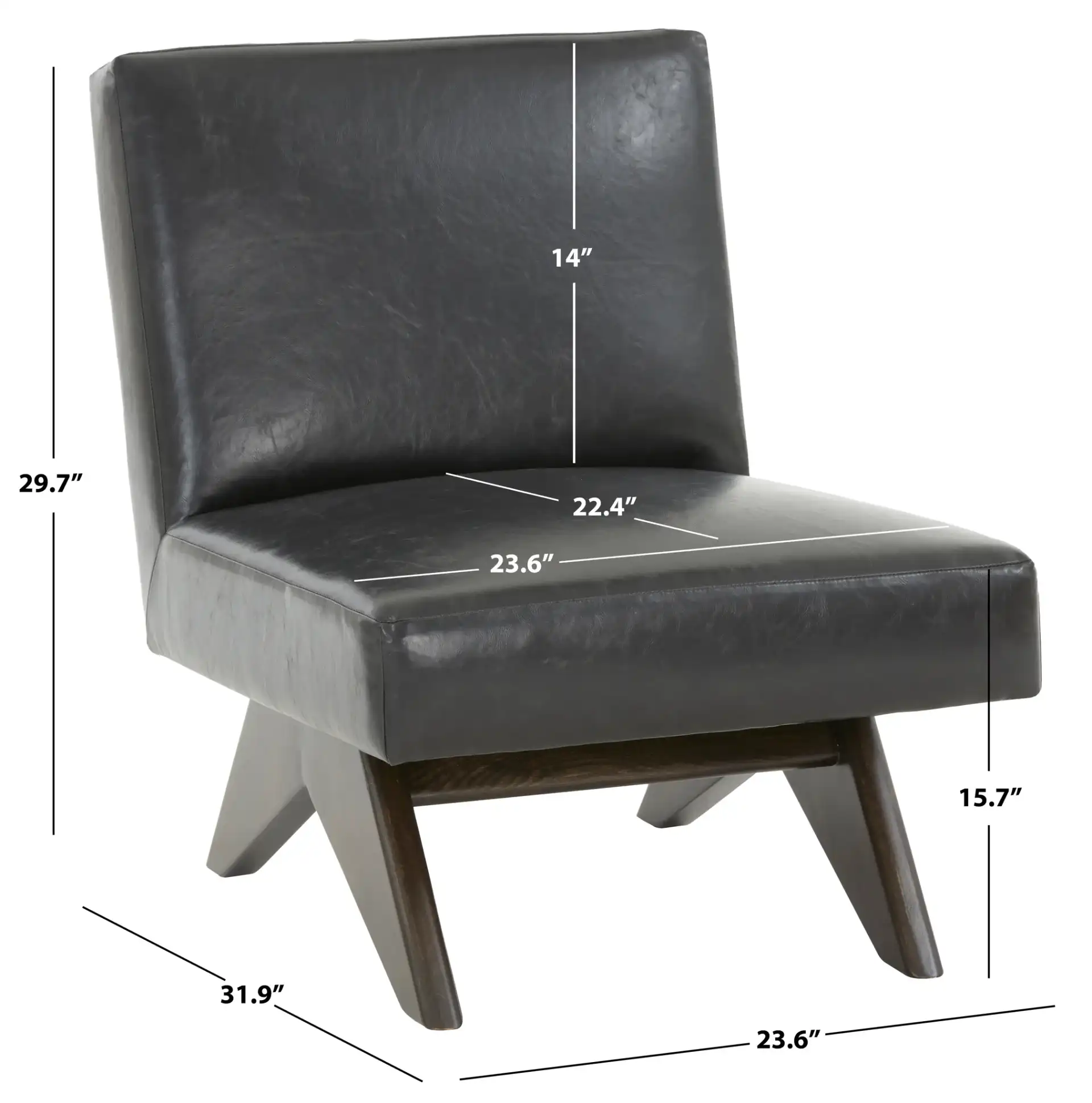 Deasha Accent Chair in Black / Walnut, detail view