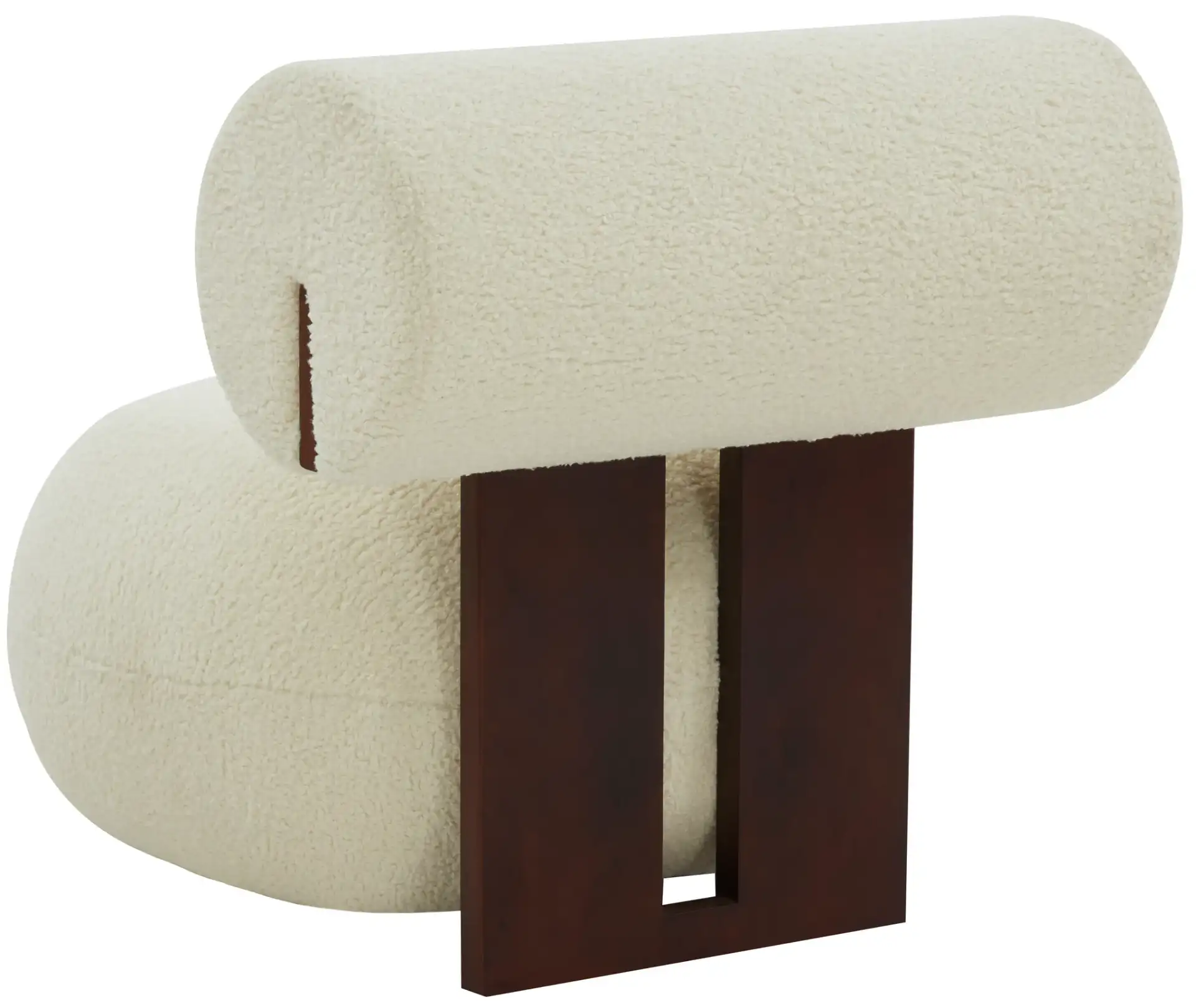 Kamaria Modern Accent Chair in Ivory / Dark Brown, detail view