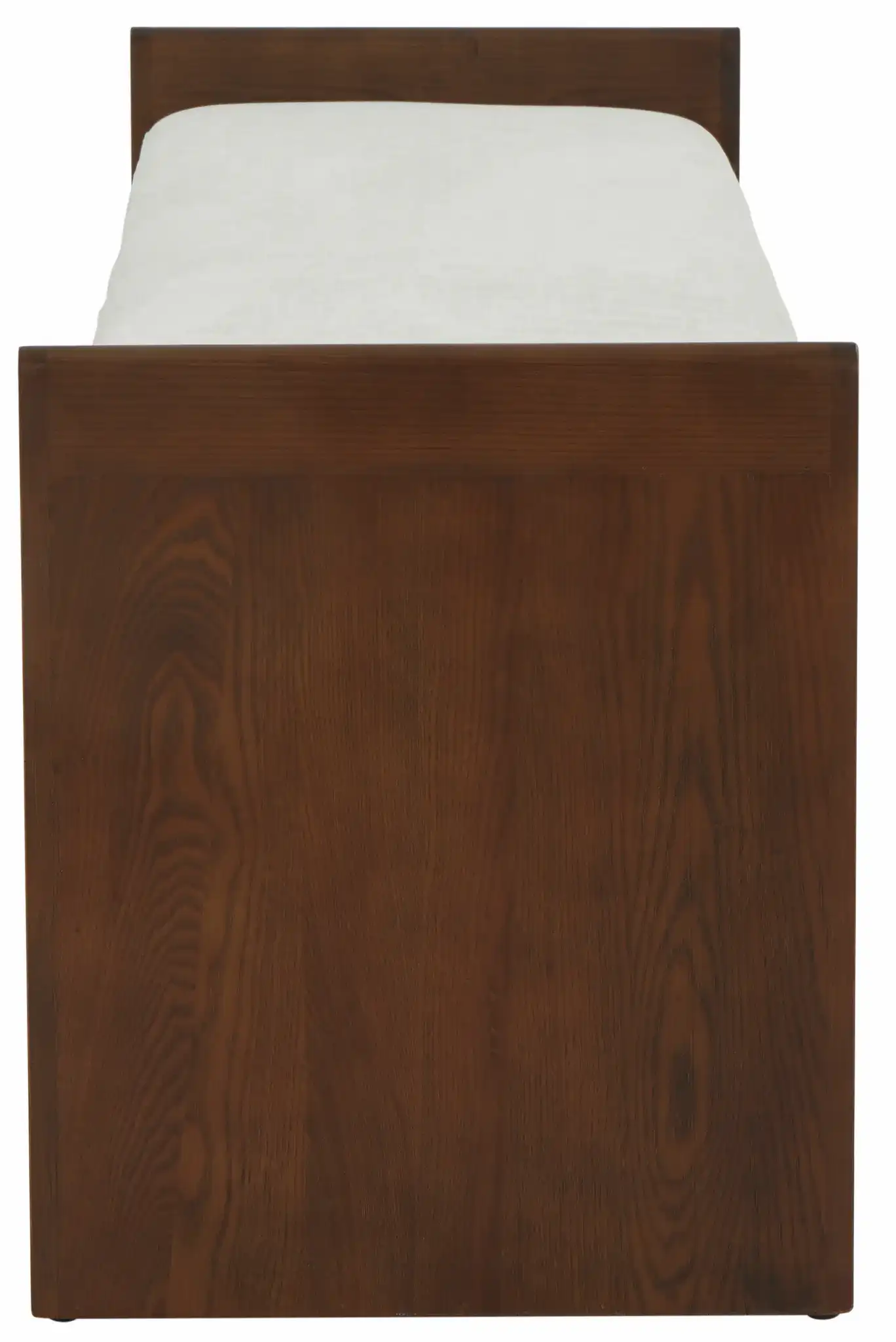 Blanchette Wood Bench in Cream / Walnut, detail view
