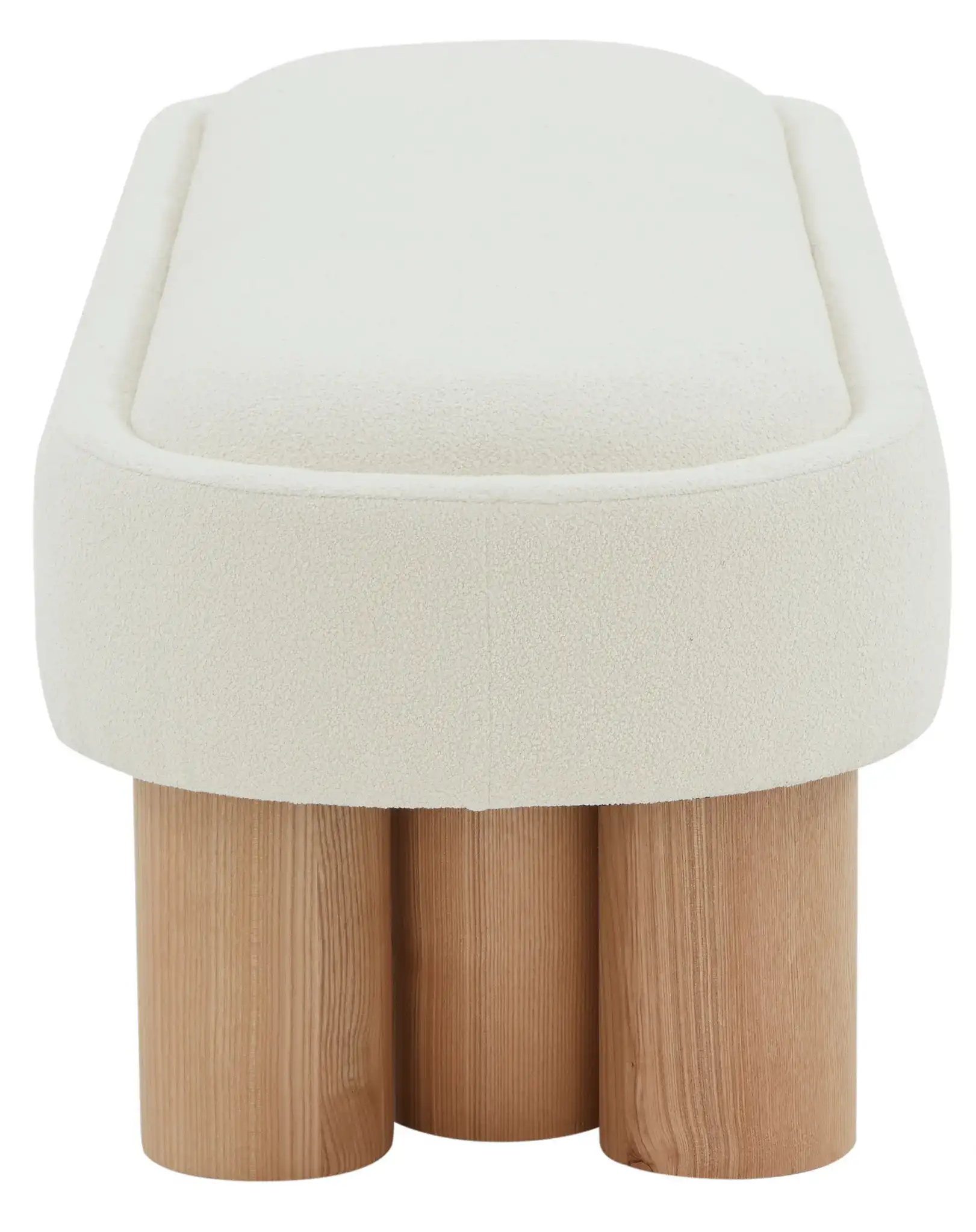 Katianna Boucle Bench in Ivory / Natural, detail view