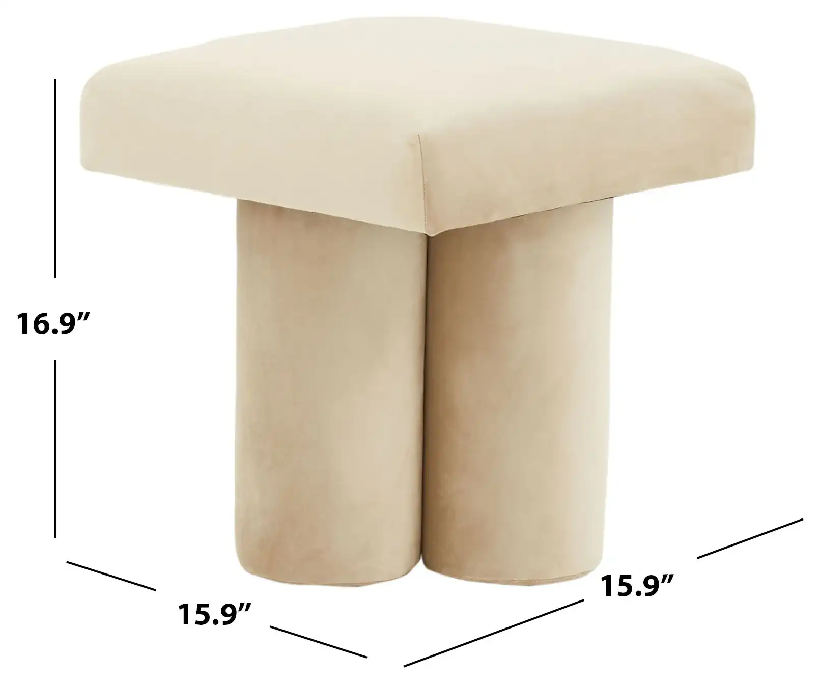 Deangelo Velvet Ottoman in Forest Green, detail view