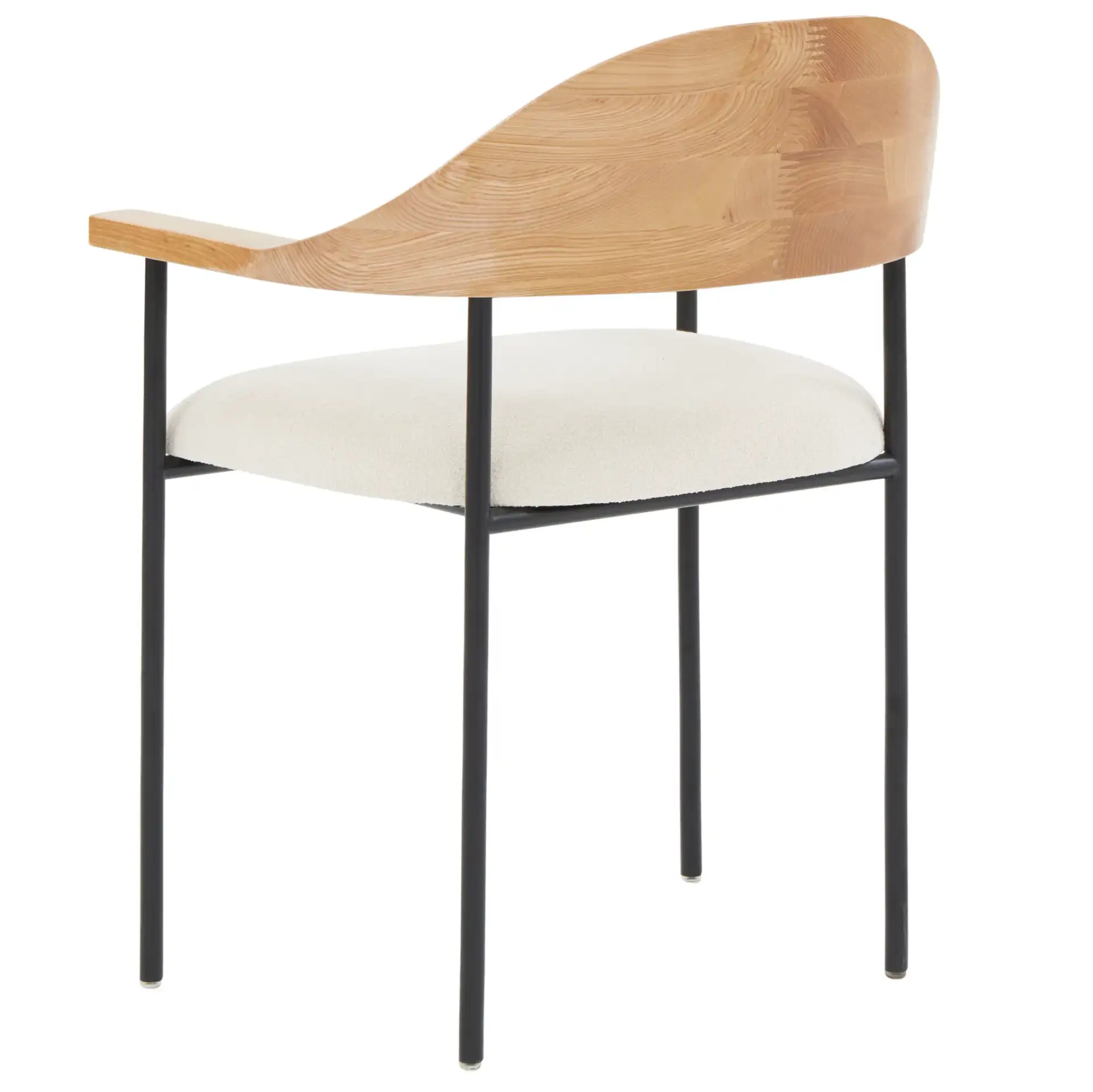 Denver Boucle Dining Chair in Ivory / Black, detail view