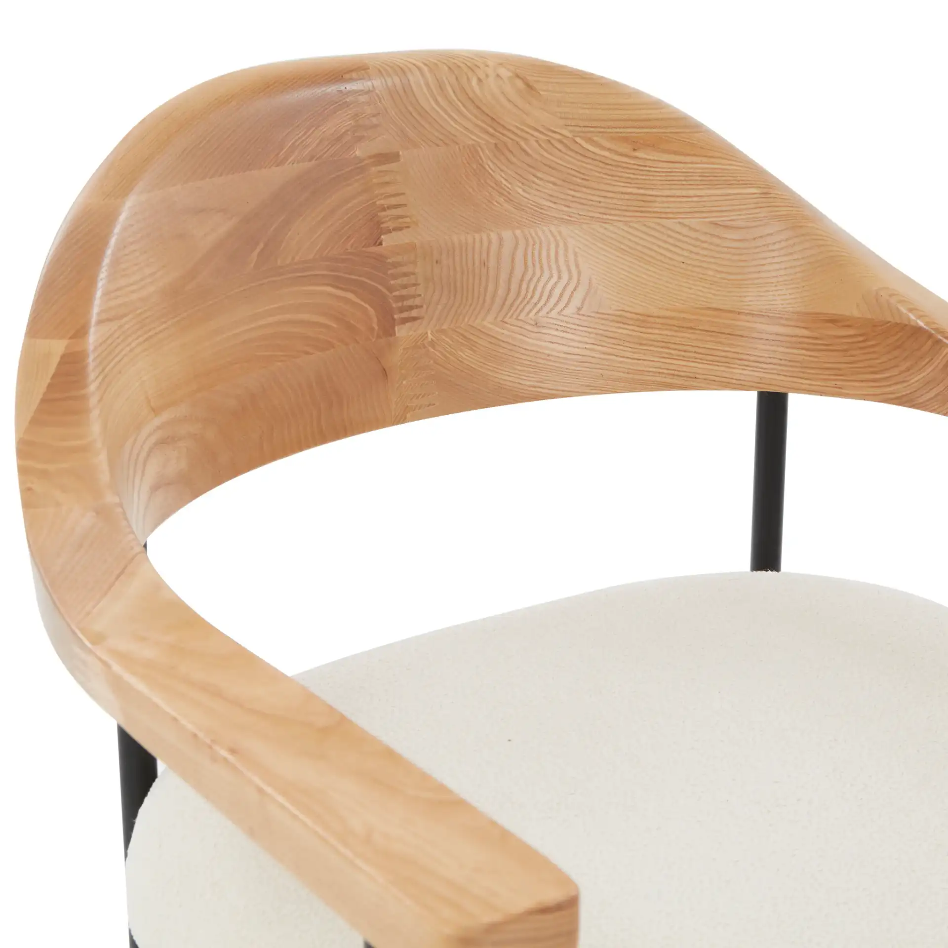 Denver Boucle Dining Chair in Ivory / Black in a styled room